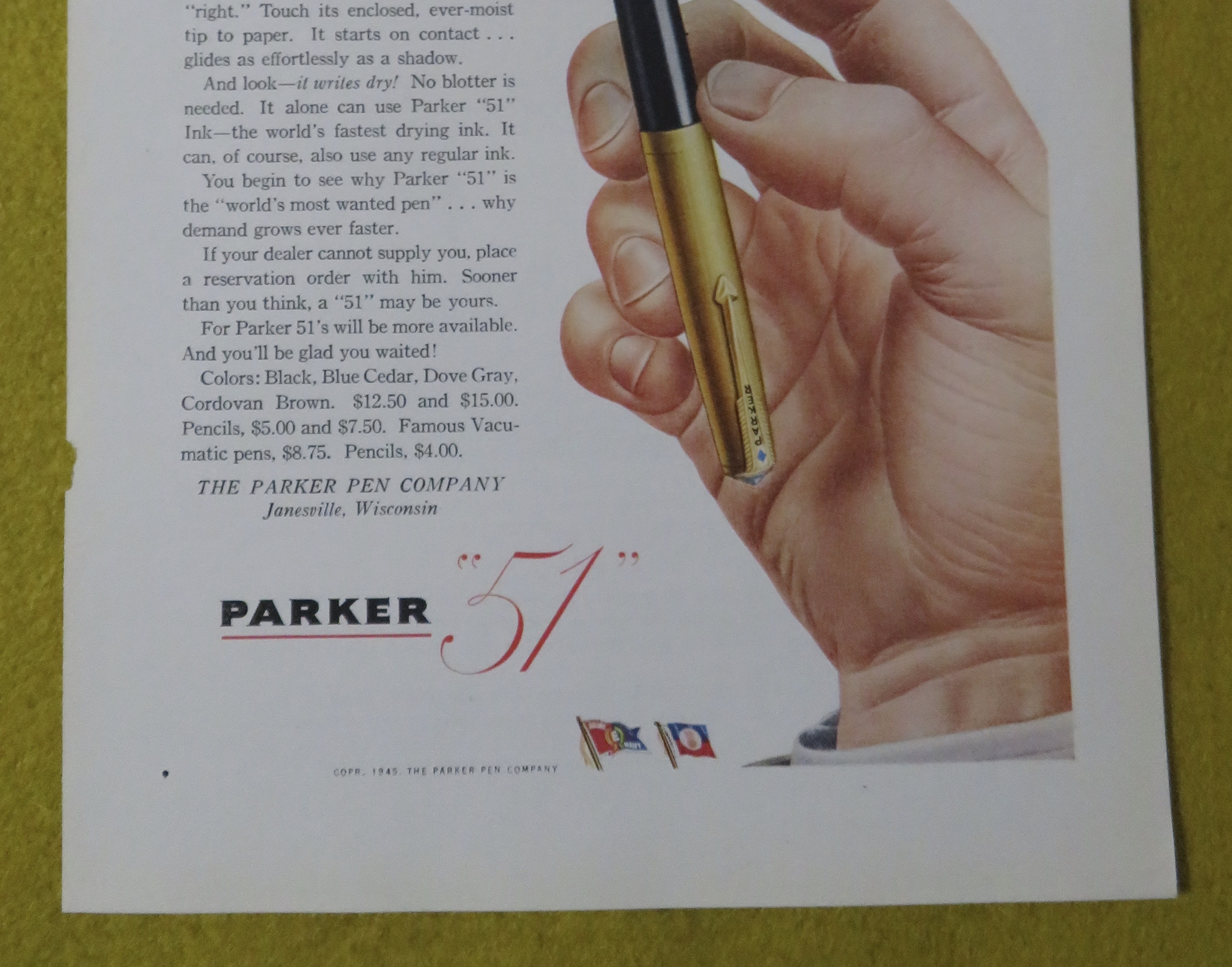 1945 Parker Pens with the Parker 51