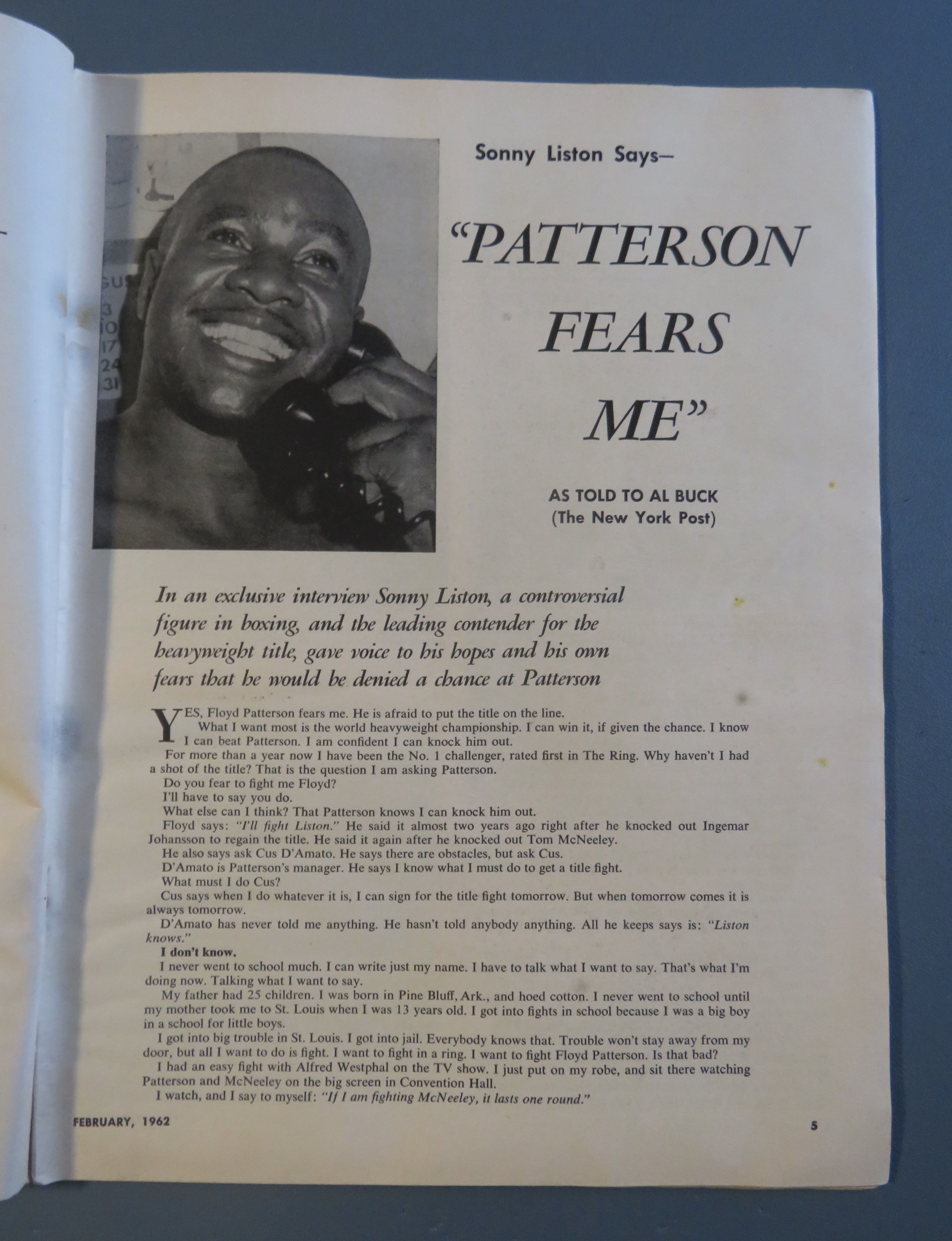 The Ring Magazine February 1962 Sonny Liston