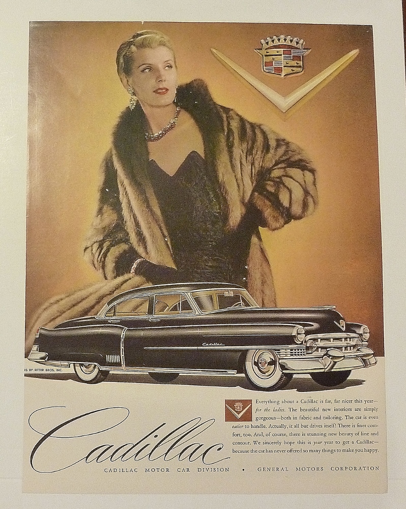 1951 Cadillac With Lovely Woman In Brown Fur