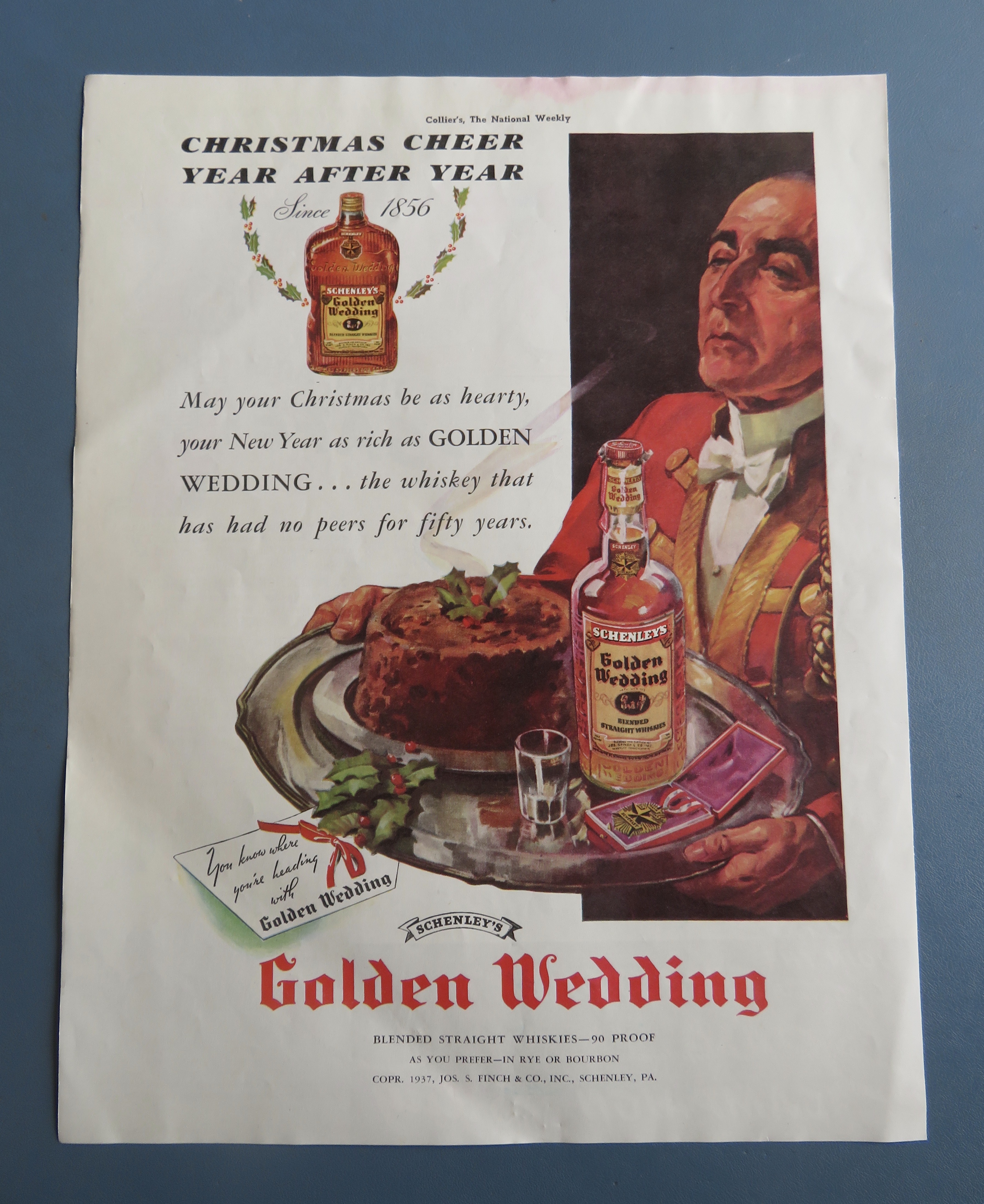 1937 Golden Wedding Whiskey with Servant Carrying Tray