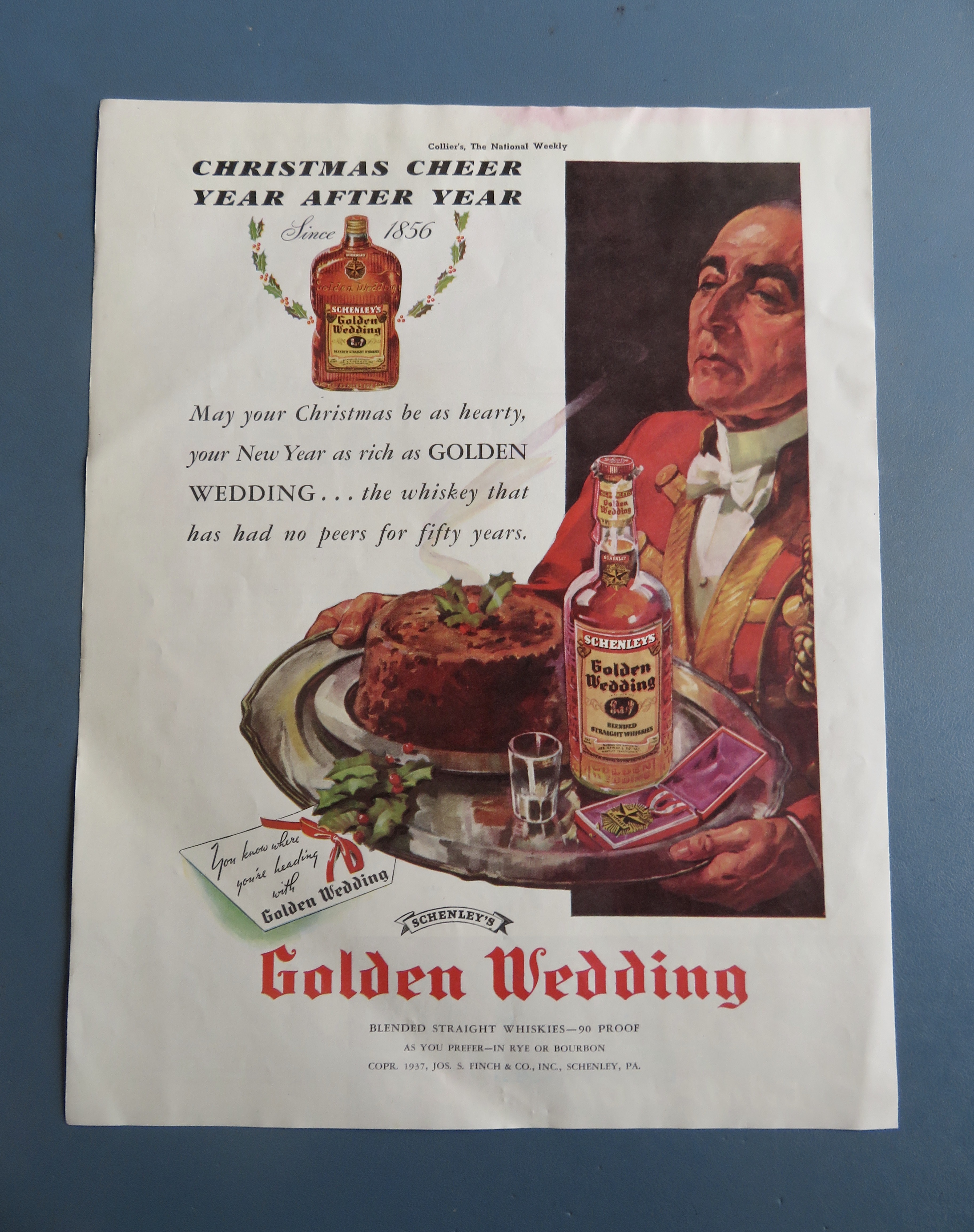 1937 Golden Wedding Whiskey with Servant Carrying Tray