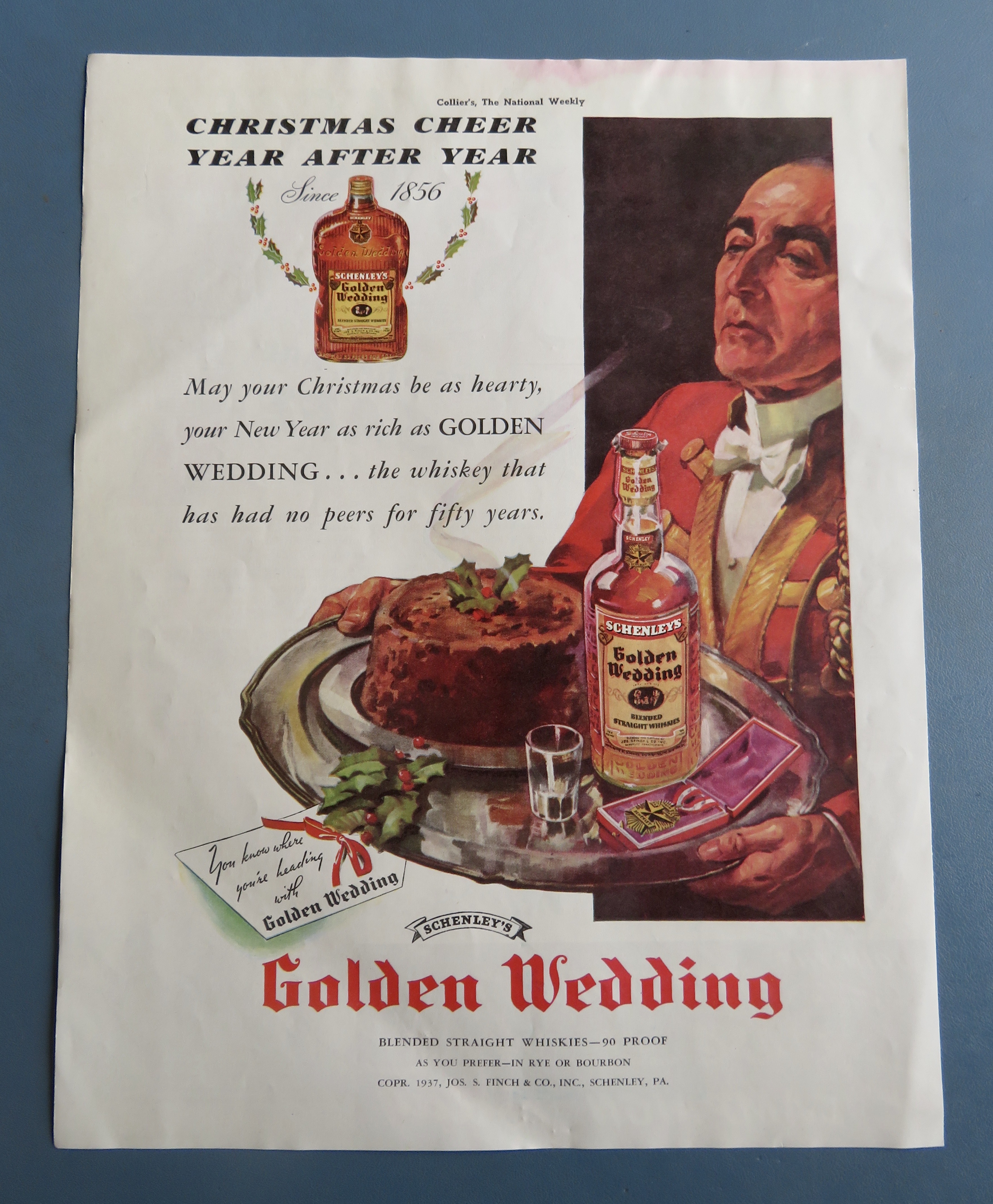 1937 Golden Wedding Whiskey with Servant Carrying Tray