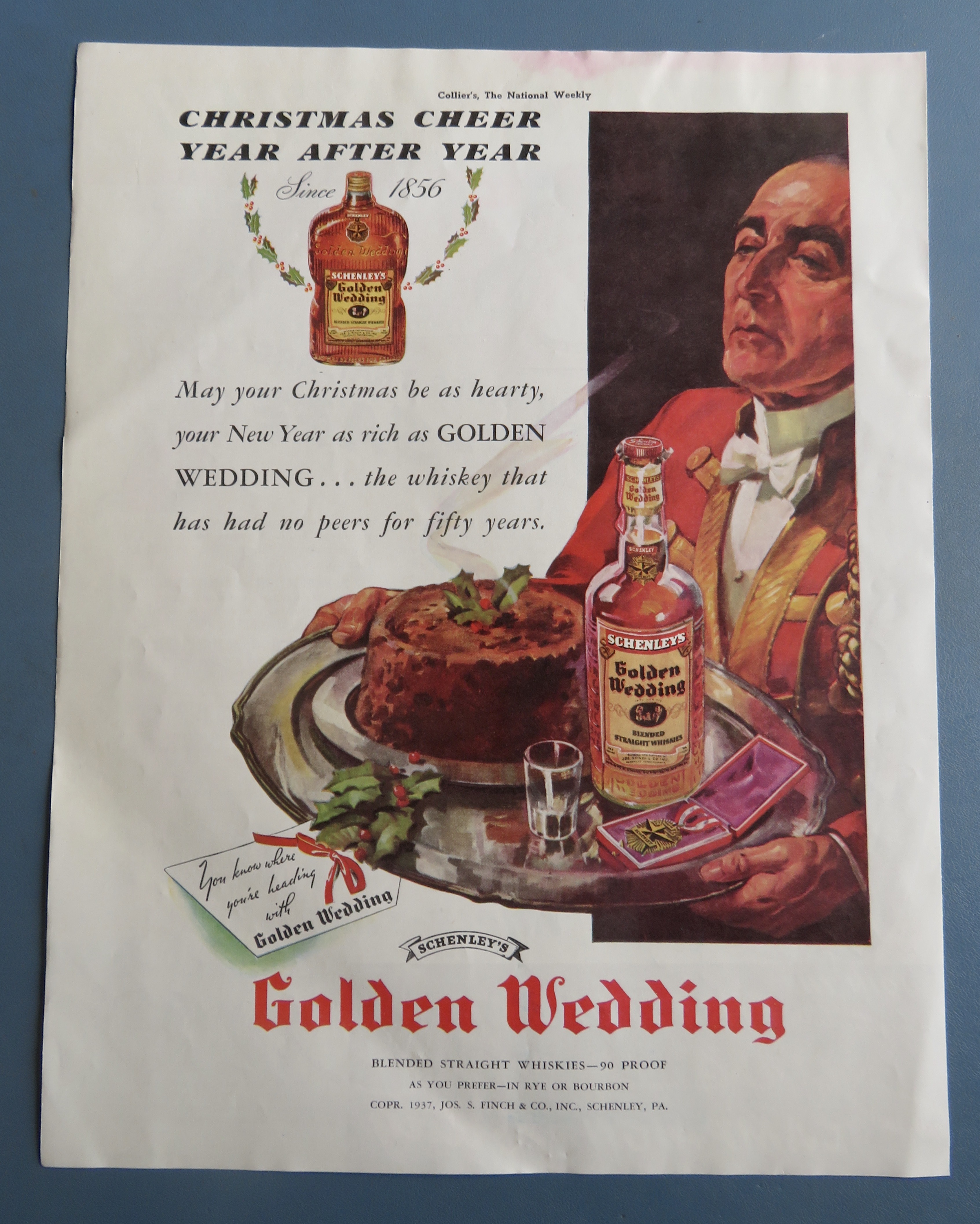 1937 Golden Wedding Whiskey with Servant Carrying Tray