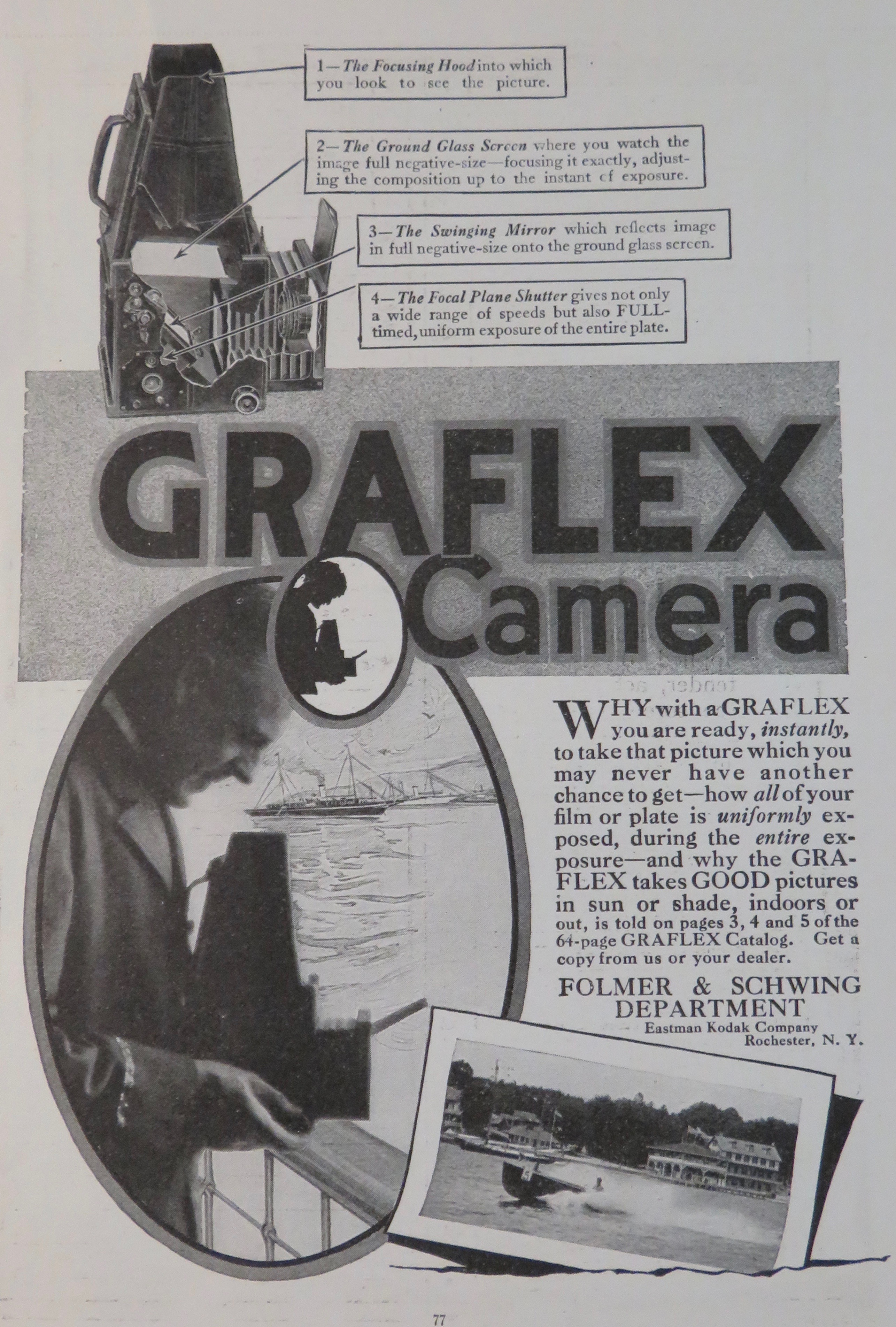 1917 Graflex Camera with Man Taking Pictures