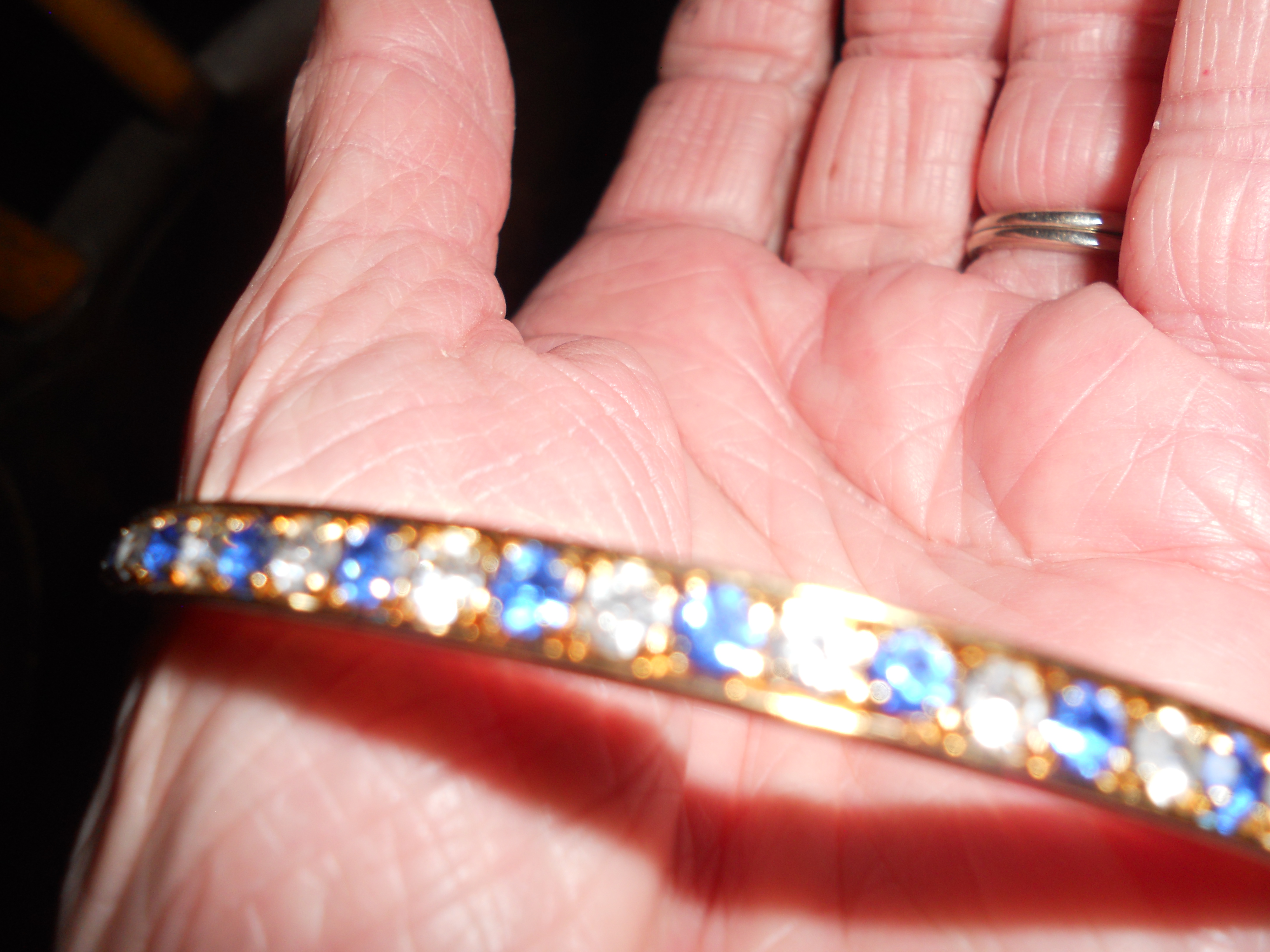 Avon Bangle Bracelet Blue Clear Gold
