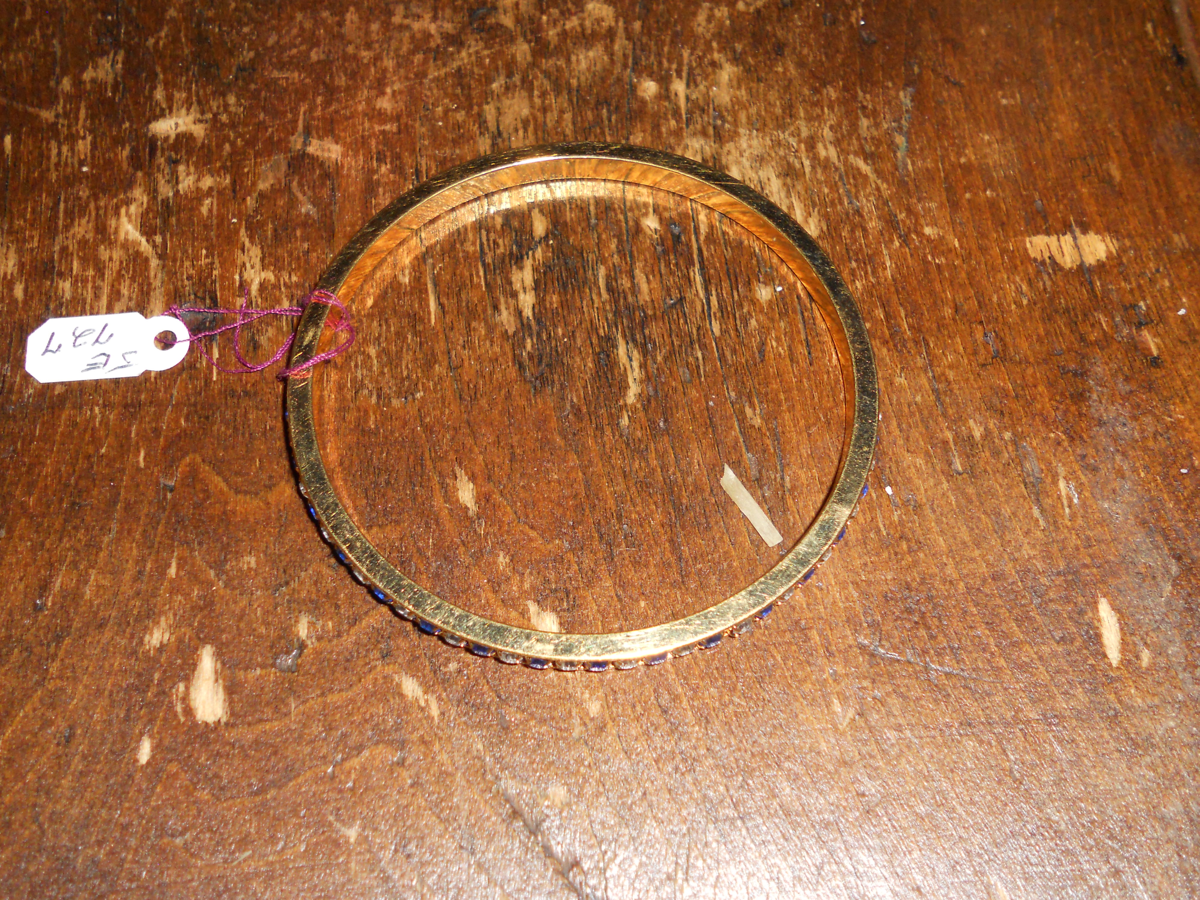 Avon Bangle Bracelet Blue Clear Gold