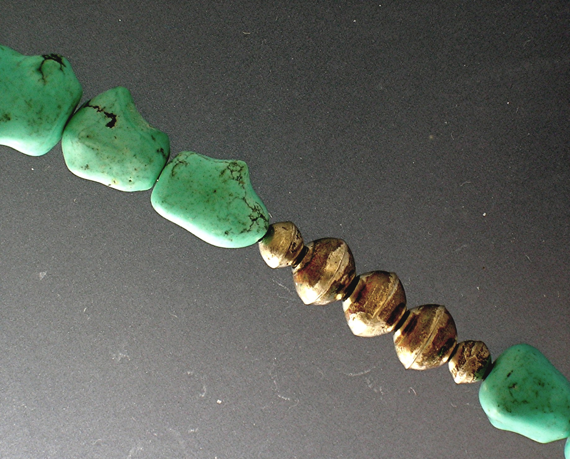 Native American Sterling Silver Turquoise Beads Necklac