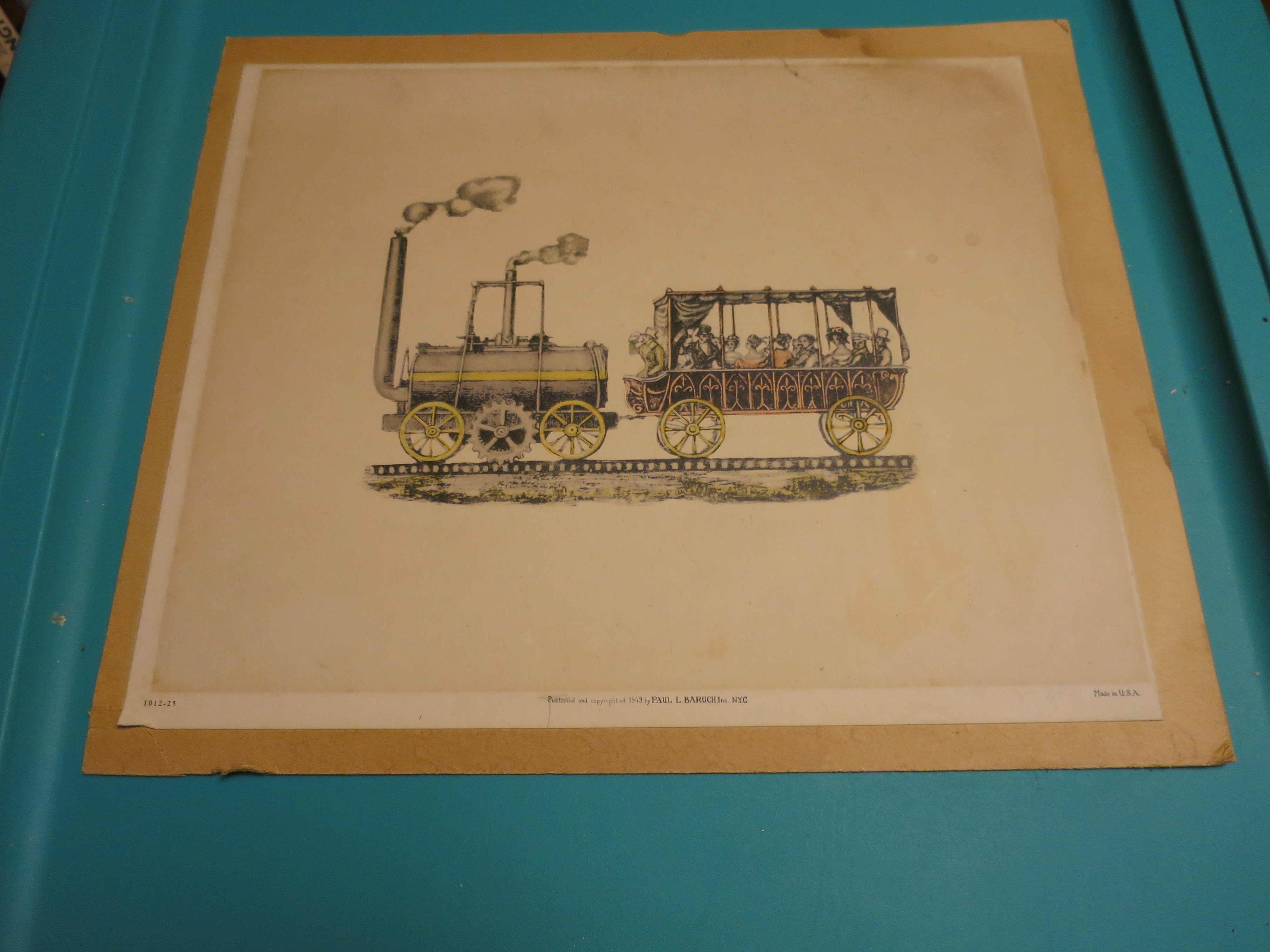 Vintage Steam Train Engine Print 1949 Baruch