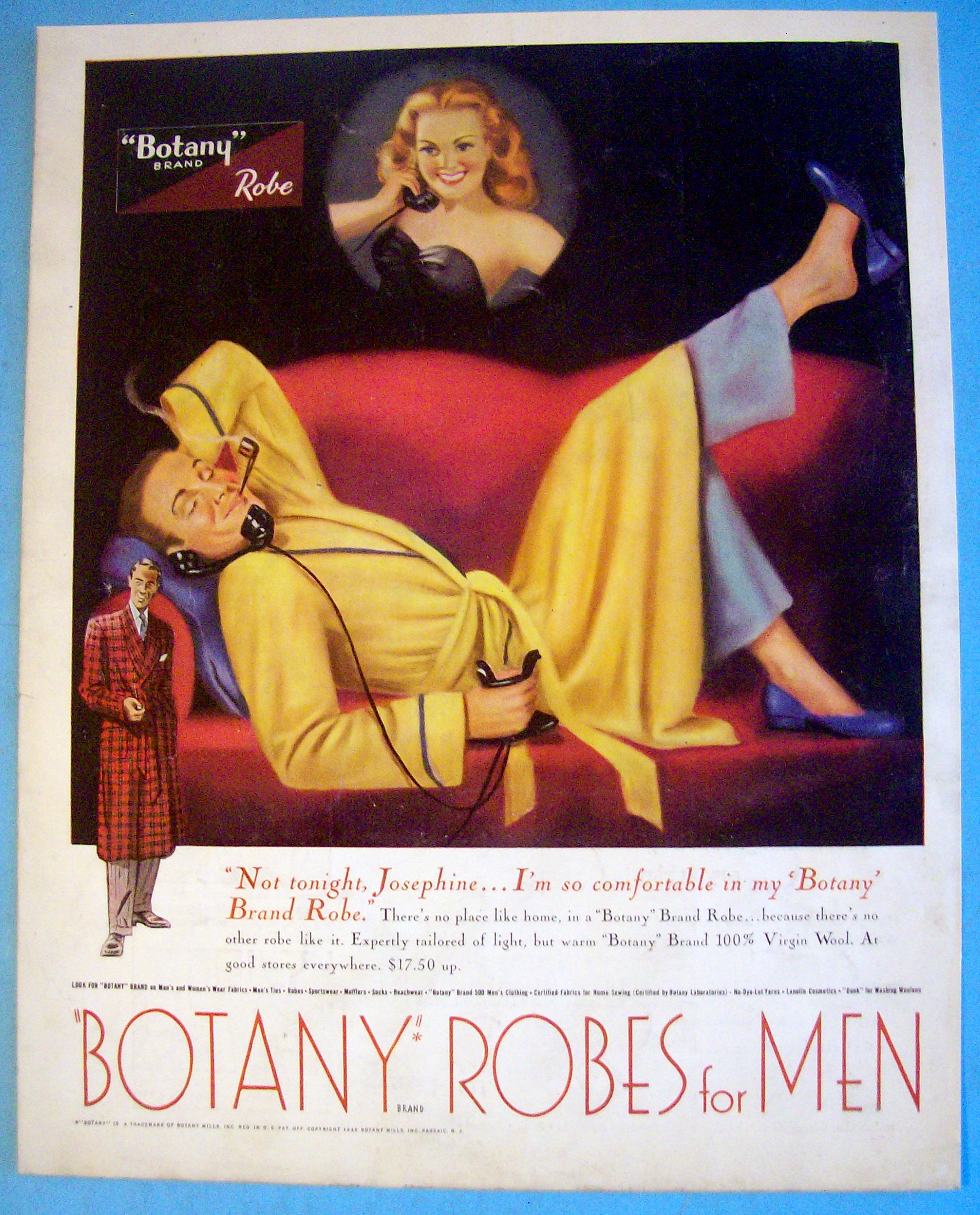 1948 Botany Robes With Man On Phone