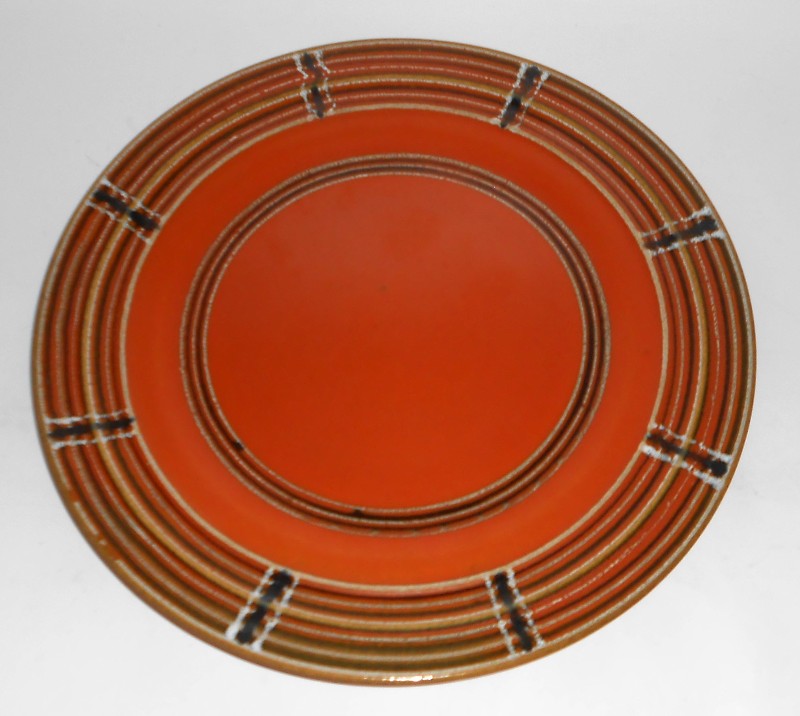 VINTAGE Pacific Pottery Hostess Ware Apache Red Decorated Dinner Plate - MINT