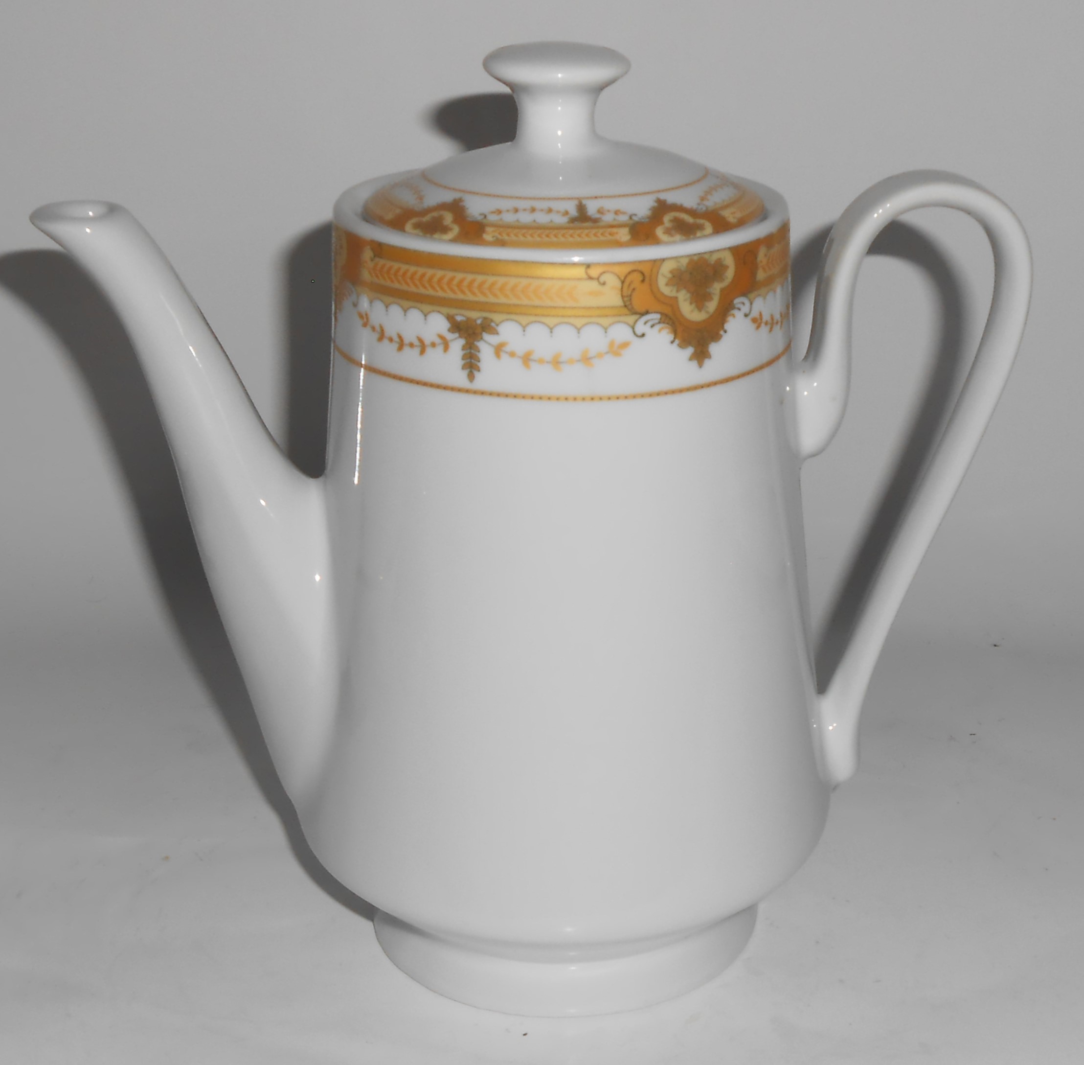 Pegasus Porcelain China Gold Decorated Coffee Pot