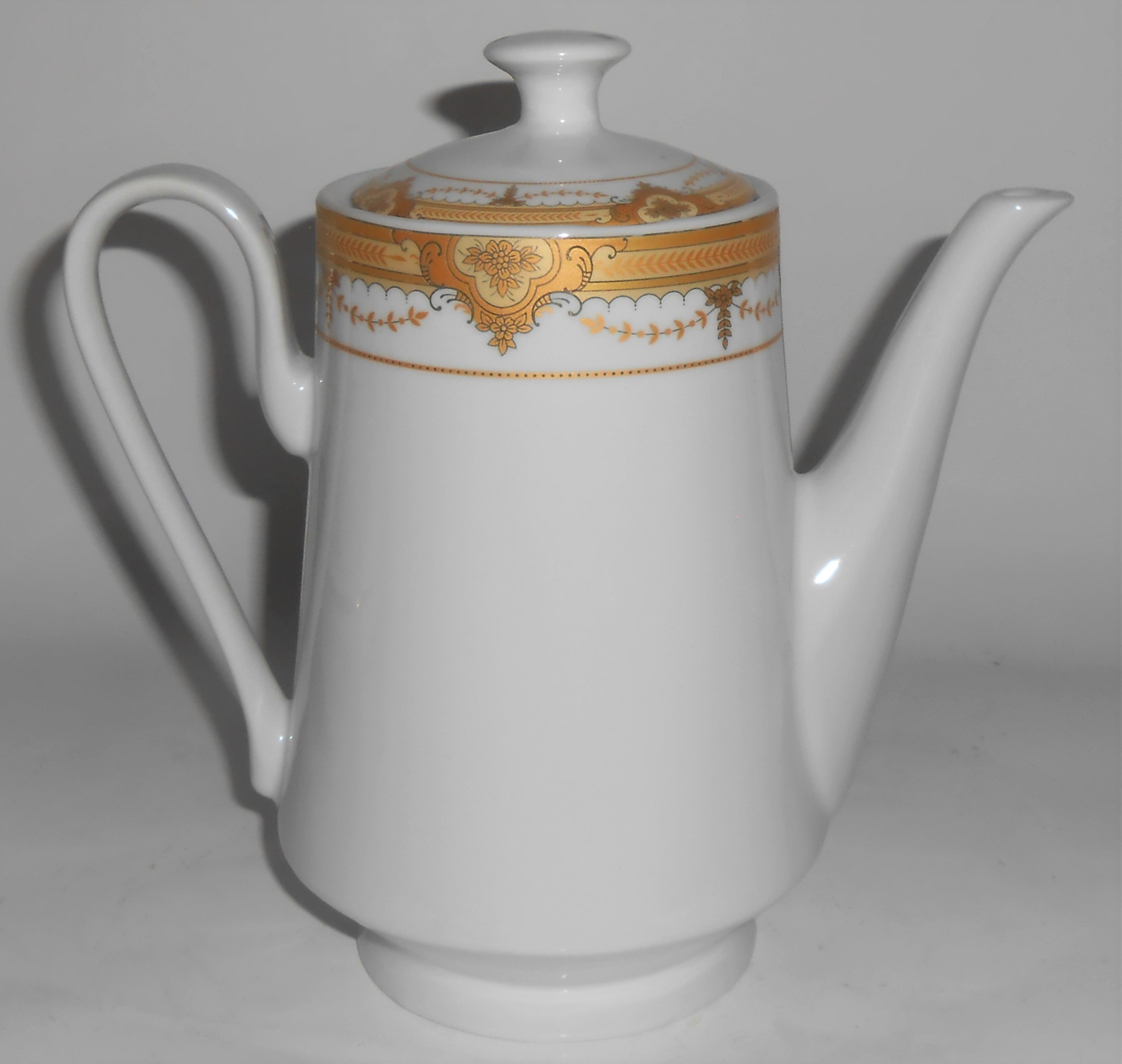 Pegasus Porcelain China Gold Decorated Coffee Pot