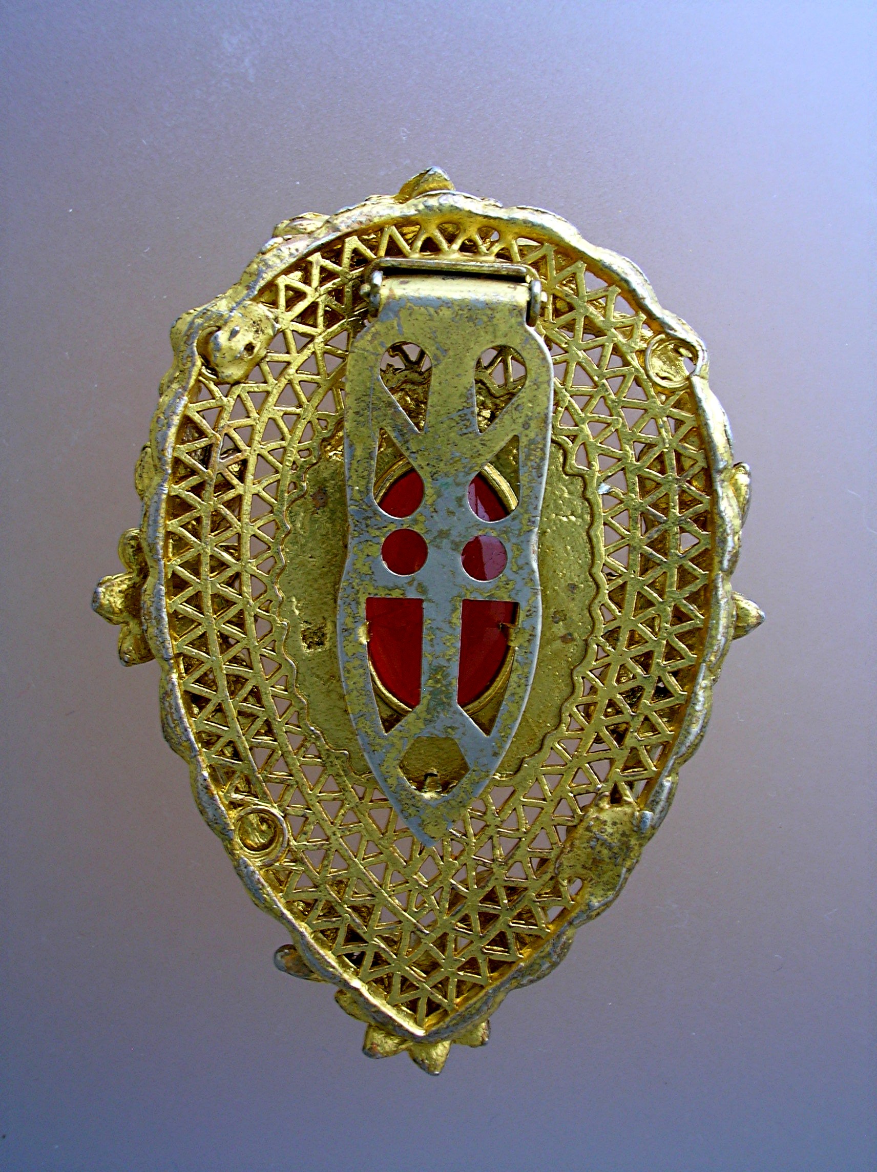 Dress Clips Ruby Lucite Goldtone Vintage
