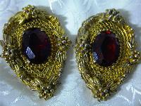 Dress Clips Ruby Lucite Goldtone Vintage