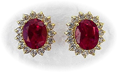 Earrings 14K & Lab Ruby CZ