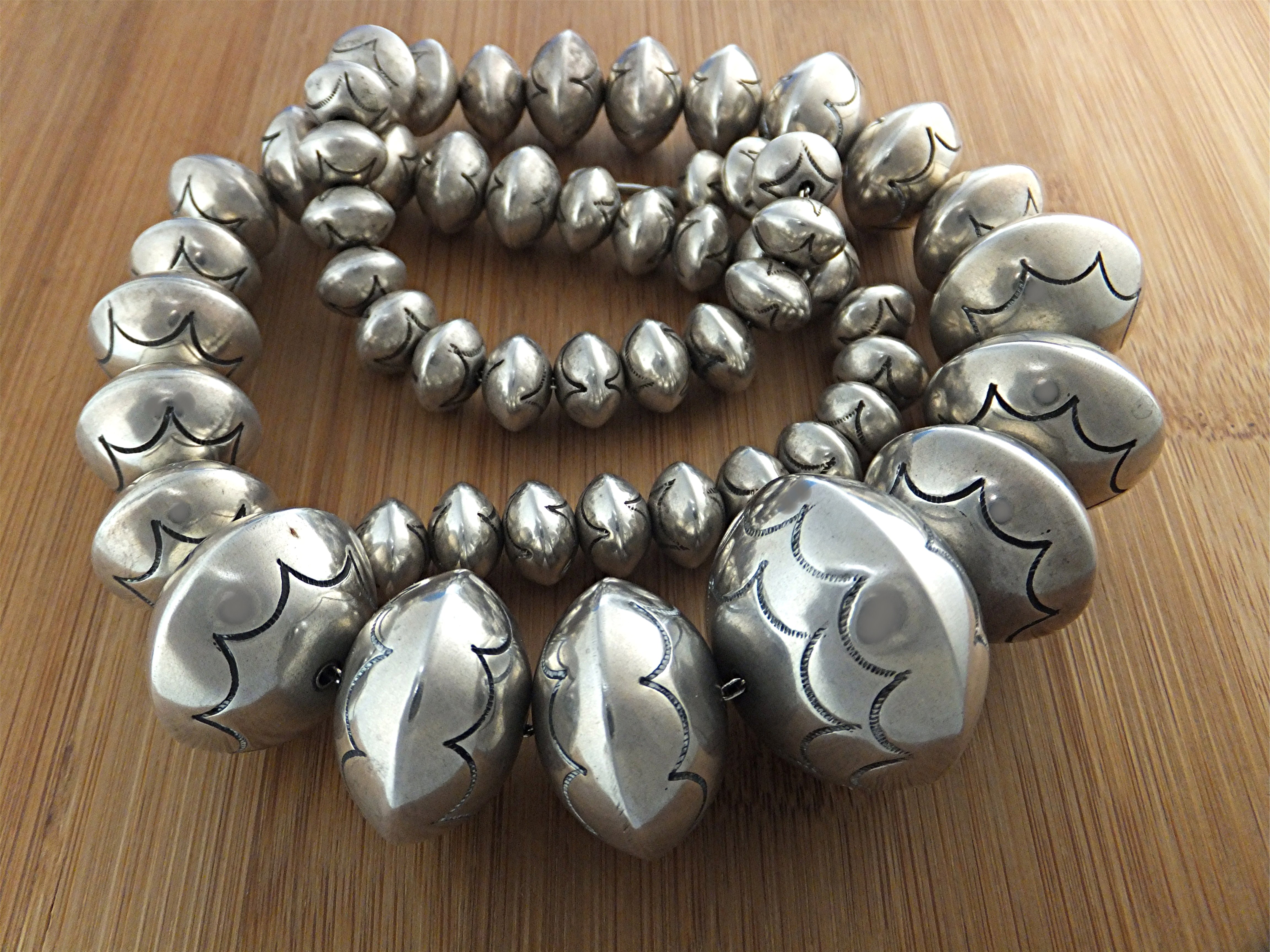 Navajo Pearls Sterling Silver Signed RY 126 Grams