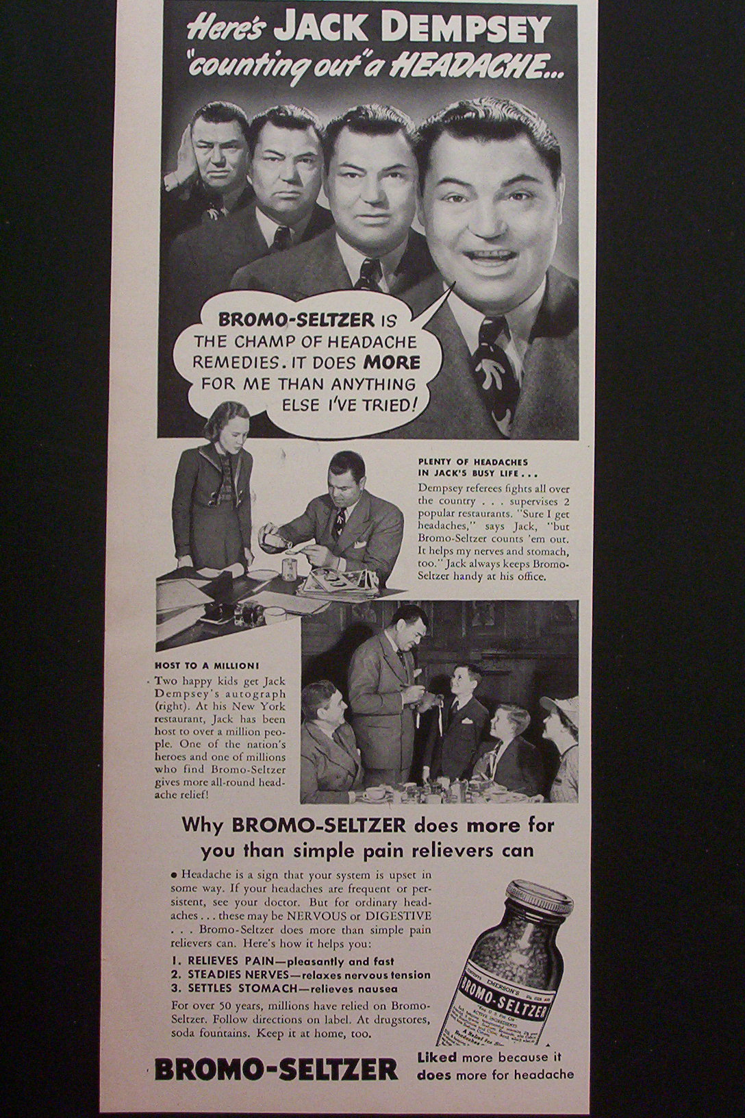 1940 Bromo Seltzer with Boxer Jack Dempsey