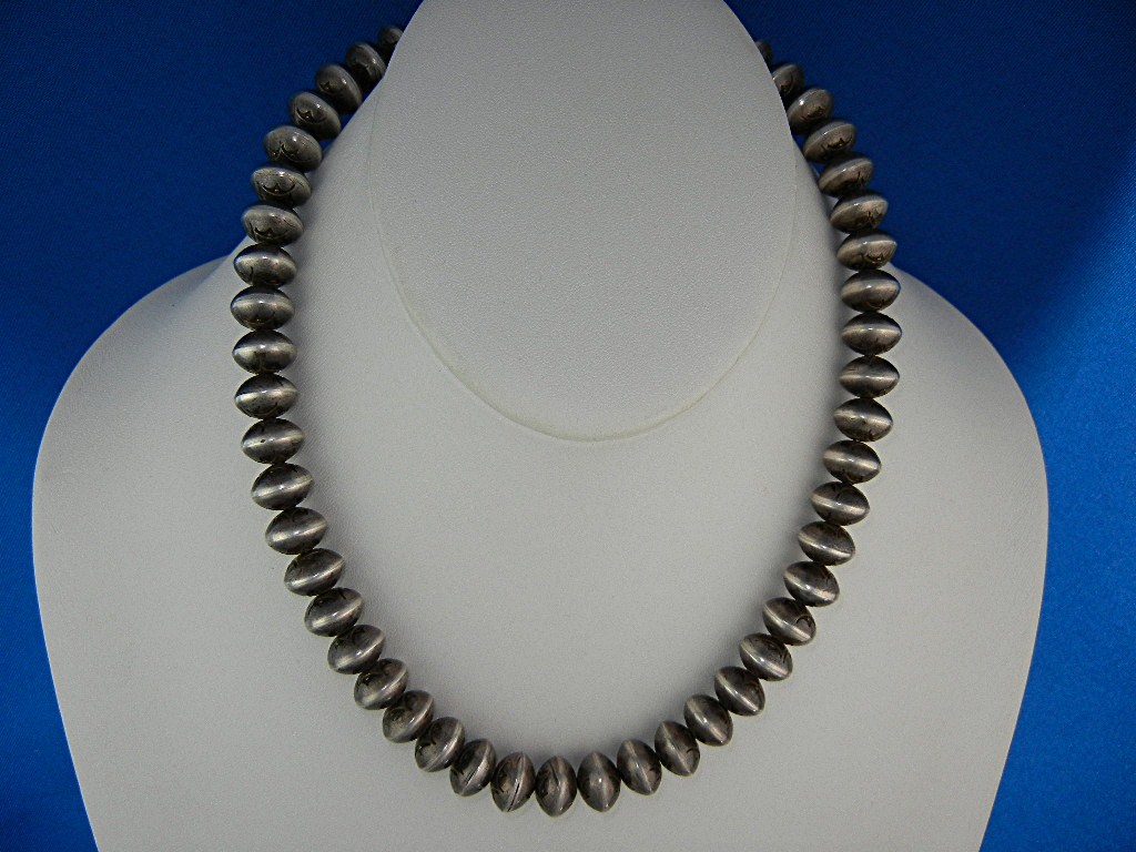 Navajo Pearls Sterling Silver Necklace 72 Grams