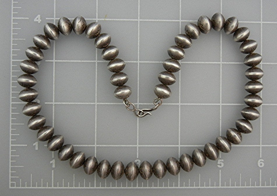 Navajo Pearls Sterling Silver Necklace 72 Grams
