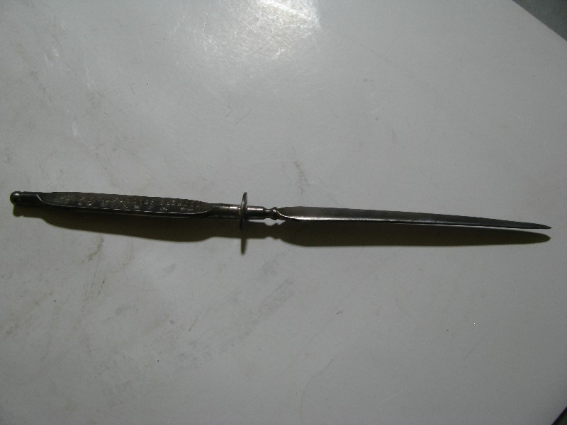 Antique Metal Advertising Letter Opener Stiletto Style Desk Tool