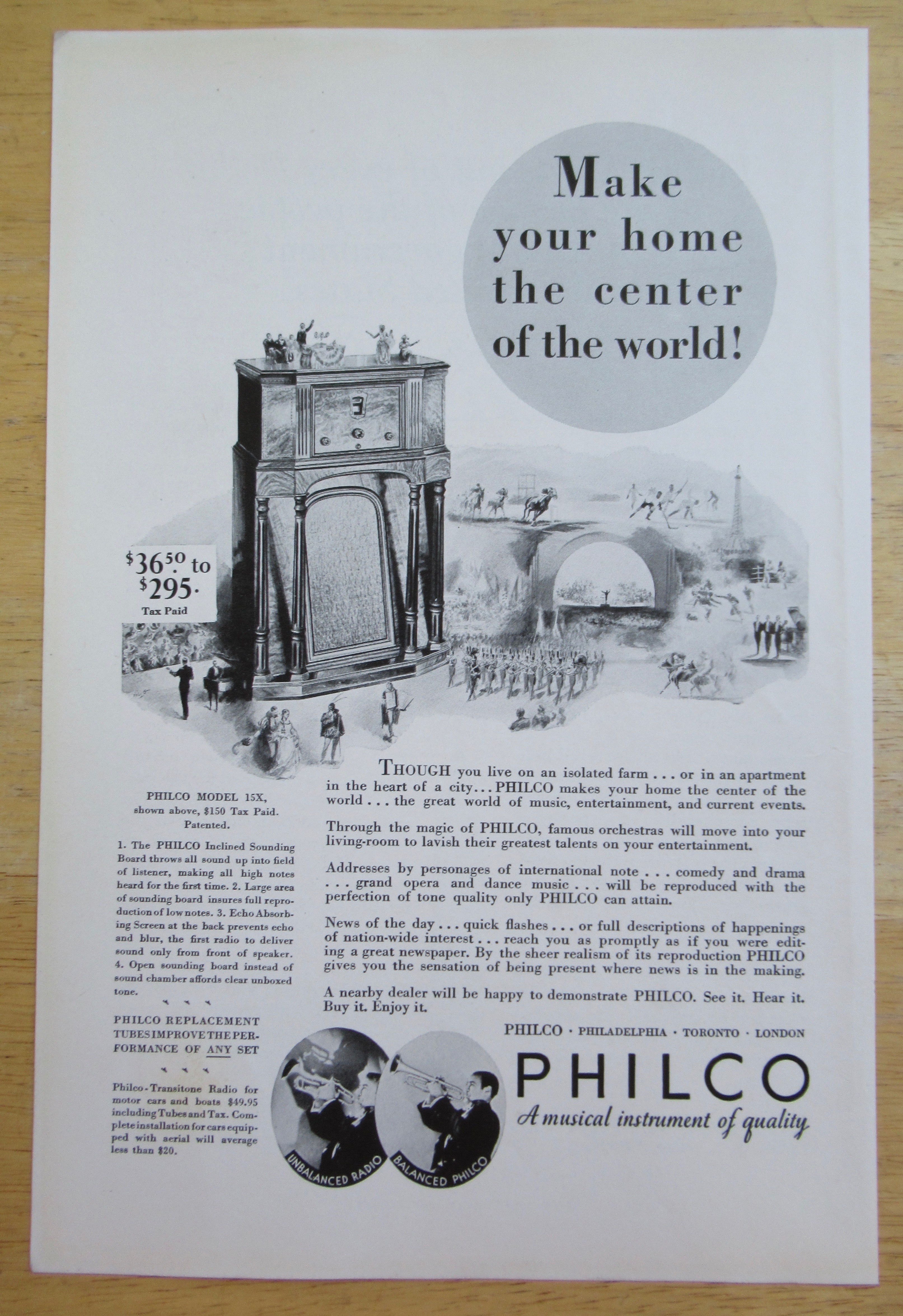 1932 Philco Radio with Philco Model 15X