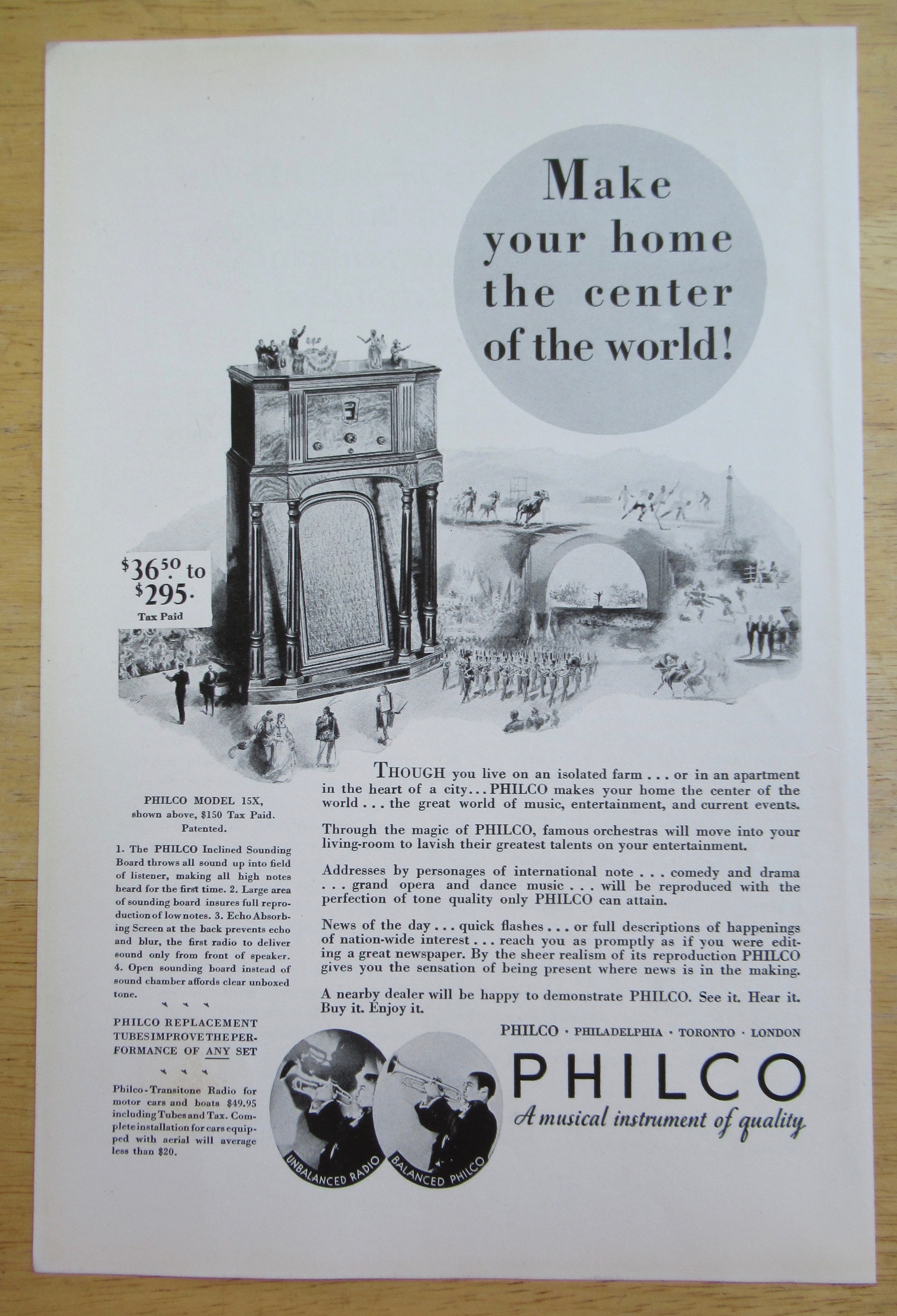 1932 Philco Radio with Philco Model 15X