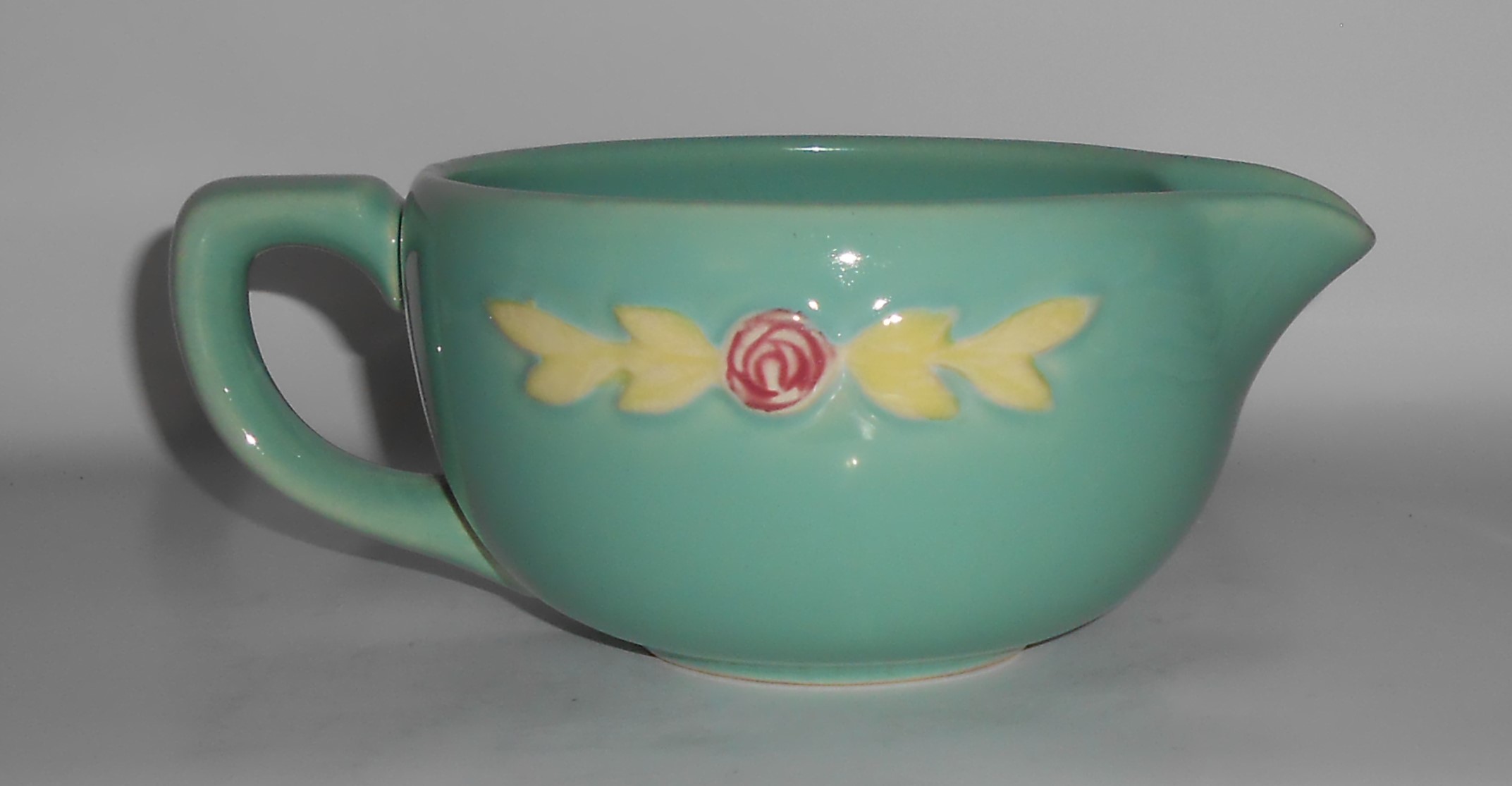Coors Pottery Rosebud EARLY Green Small Handled Batter