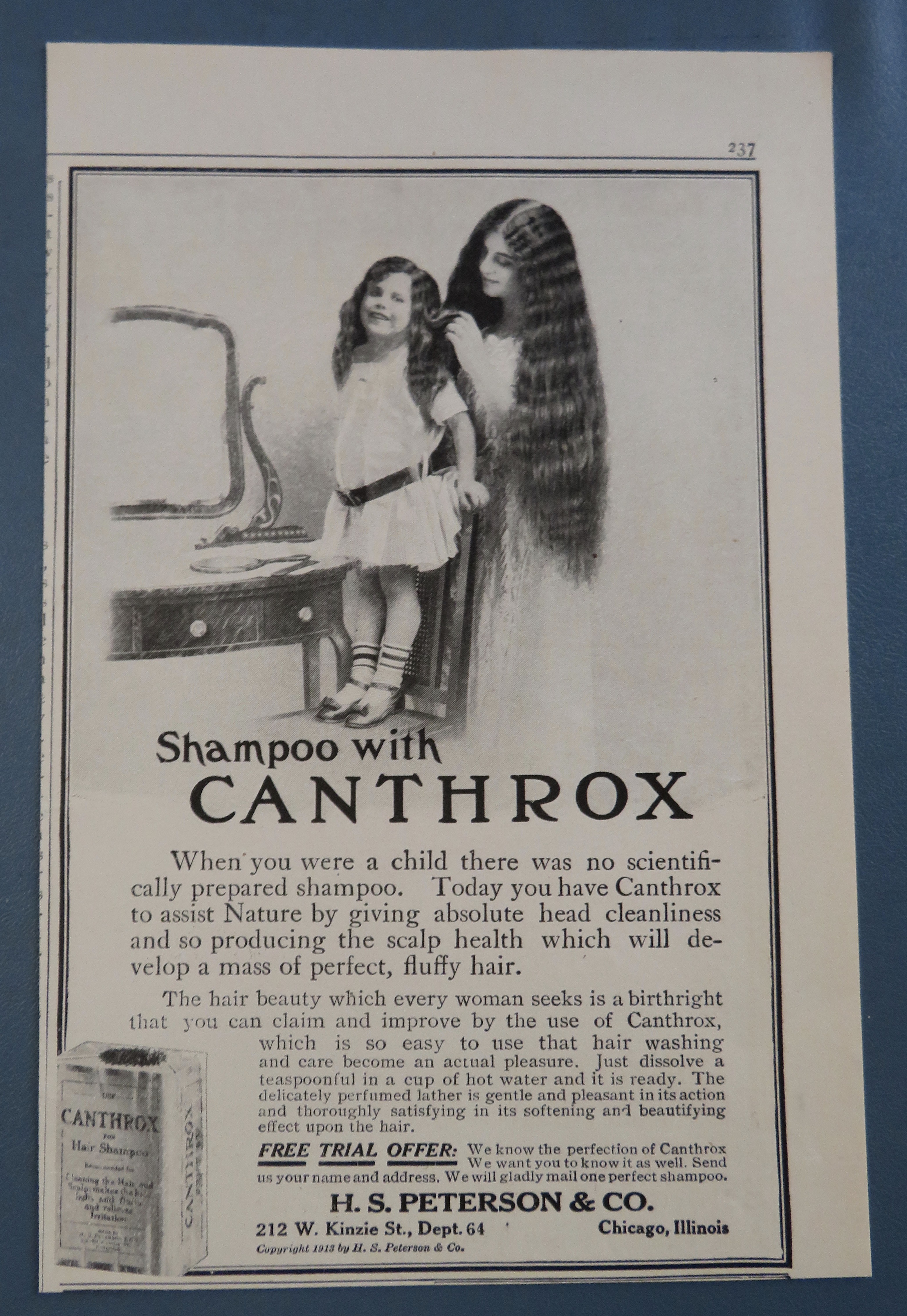 1914 Canthrox Shampoo with Woman Combing Girl's Hair