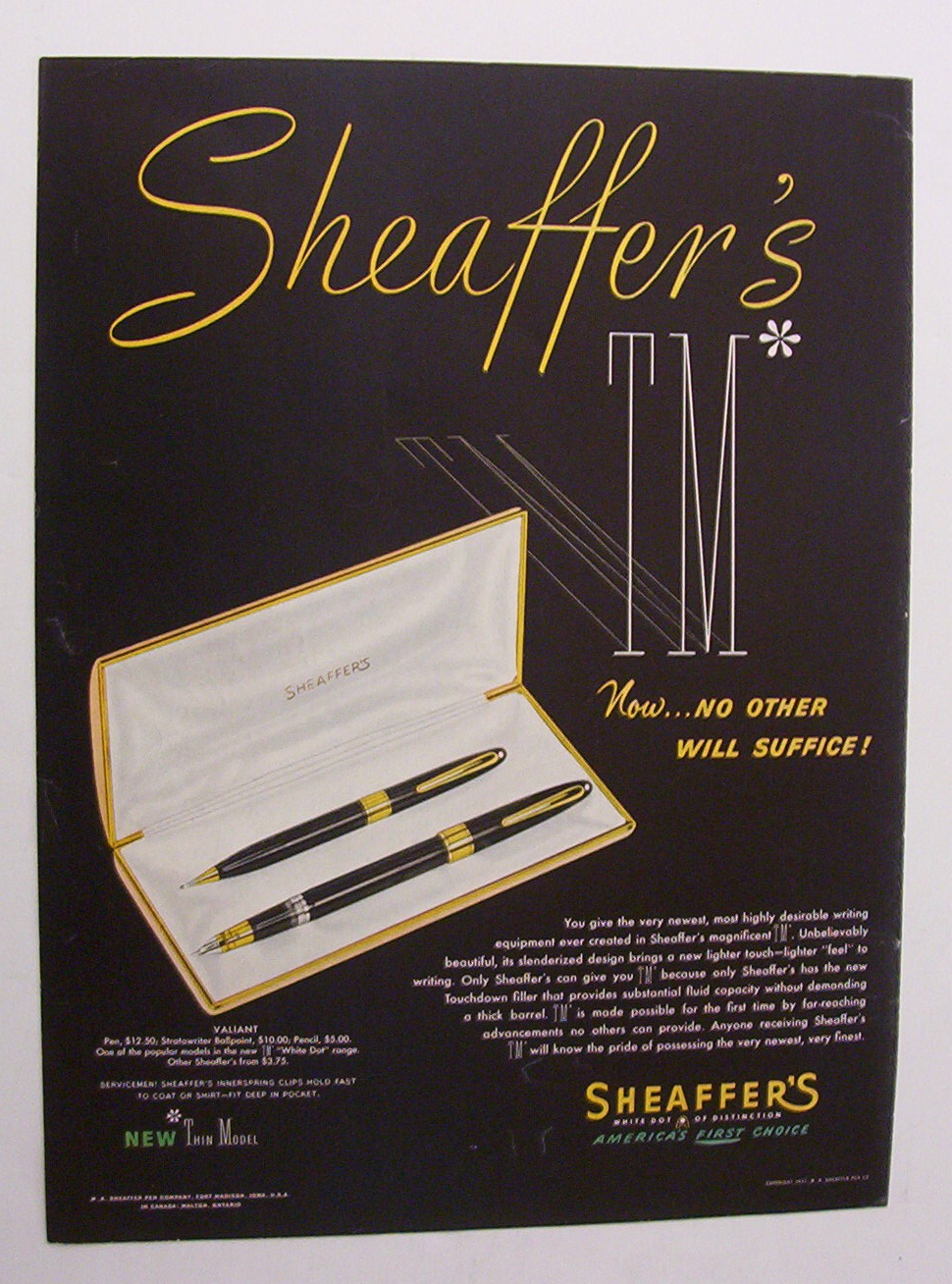 1951 Sheaffer Pens with the New Thin Model