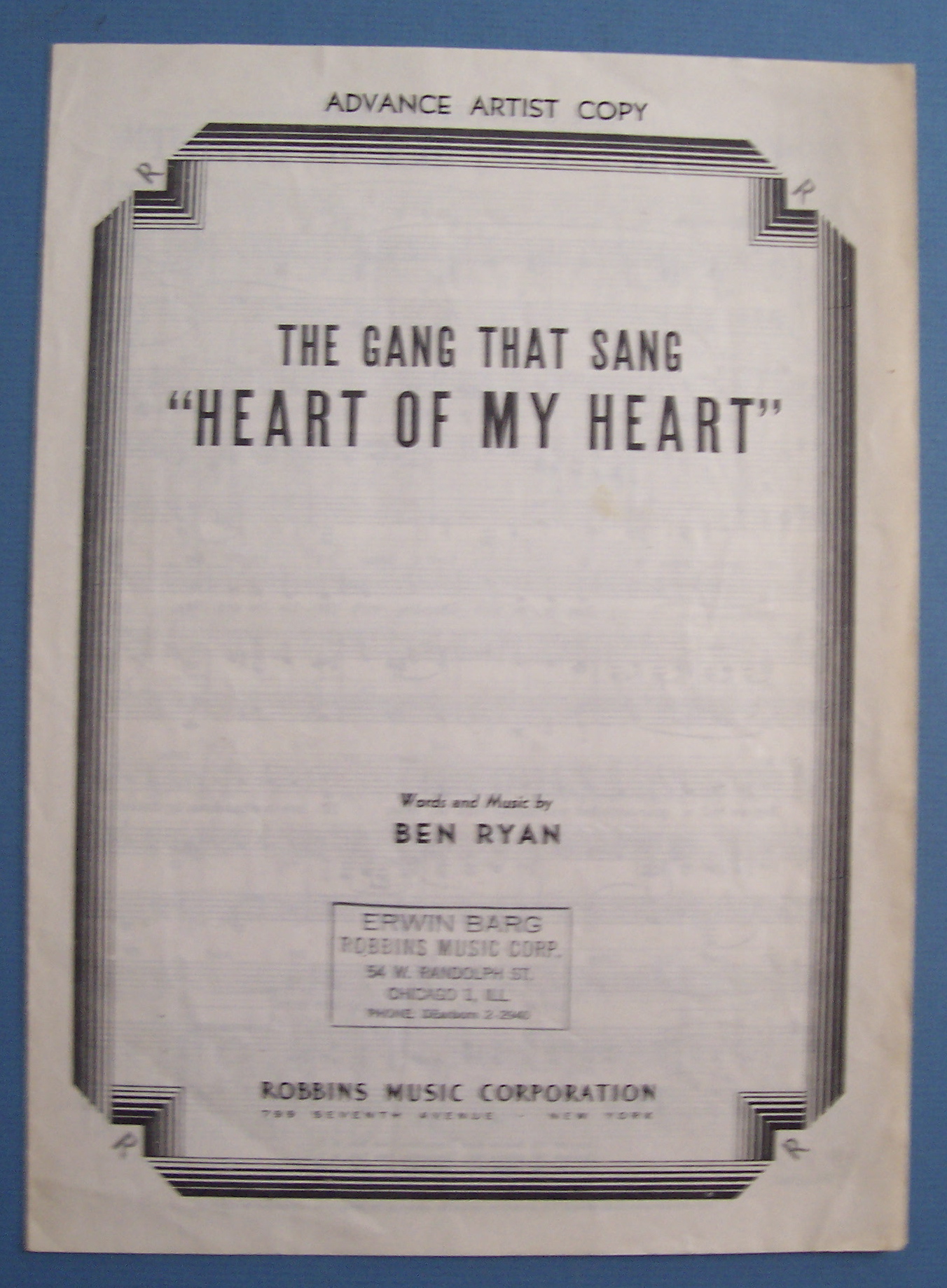 Sheet Music For 1946 Heart Of My Heart
