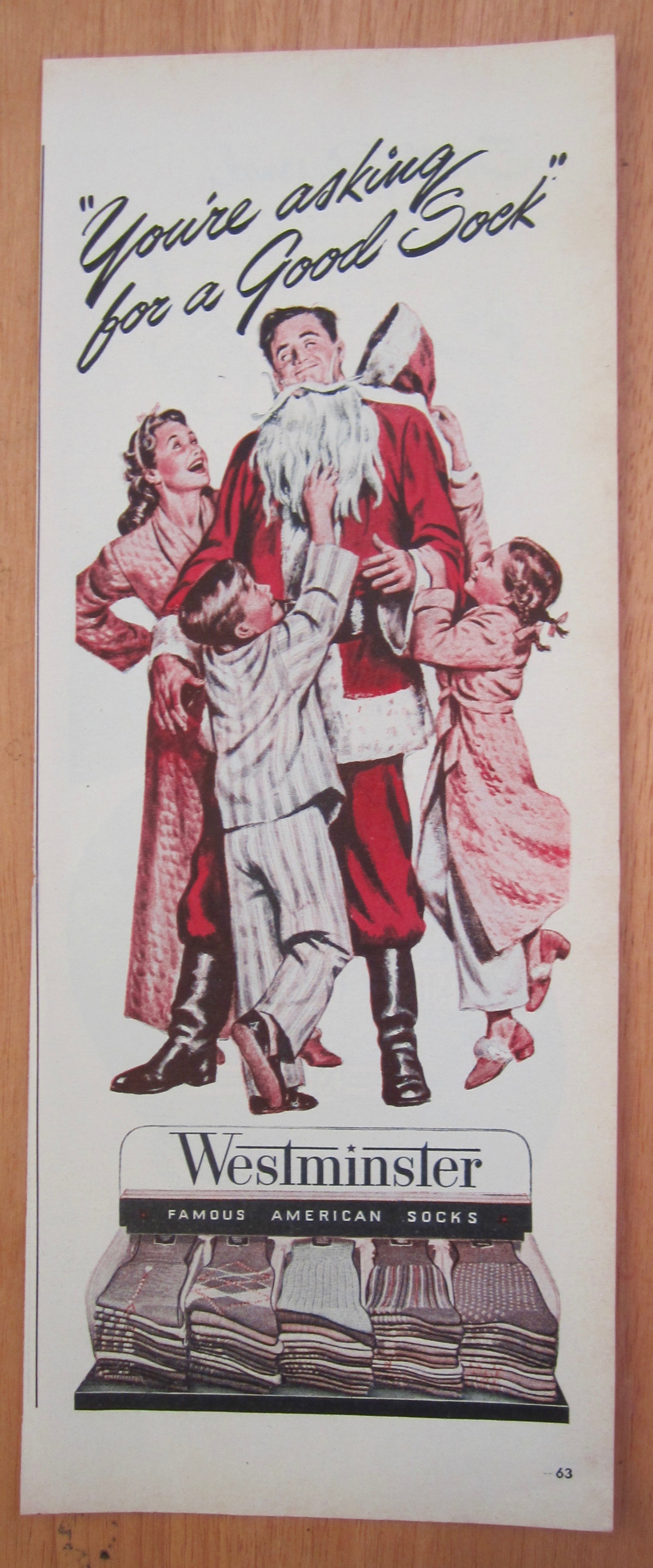 1940's Westminster Socks w/ Dad as Santa Claus