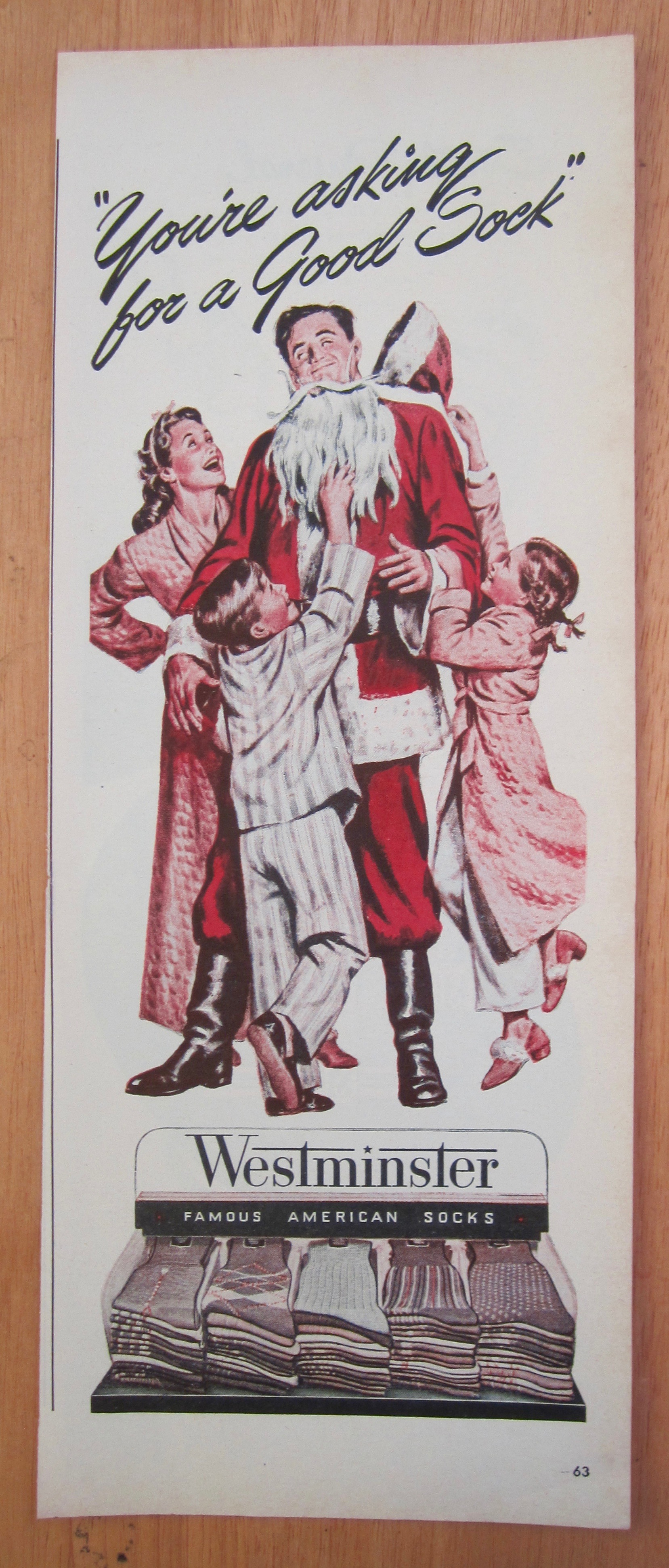 1940's Westminster Socks w/ Dad as Santa Claus