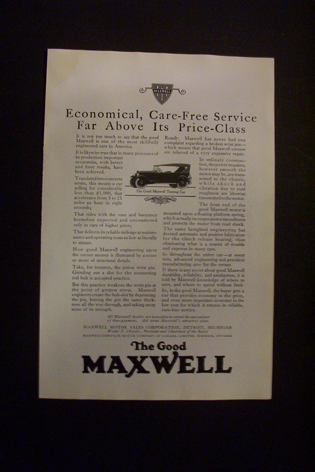 1924  Maxwell  Motor  Sales