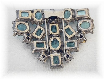 Dress Clip Aqua Crystal Vintage Fur Clip