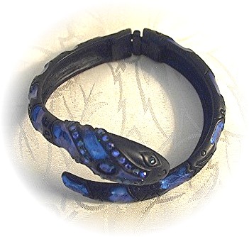 Black Metal Rhinestone Pull Apart Snake Bracelet . . .