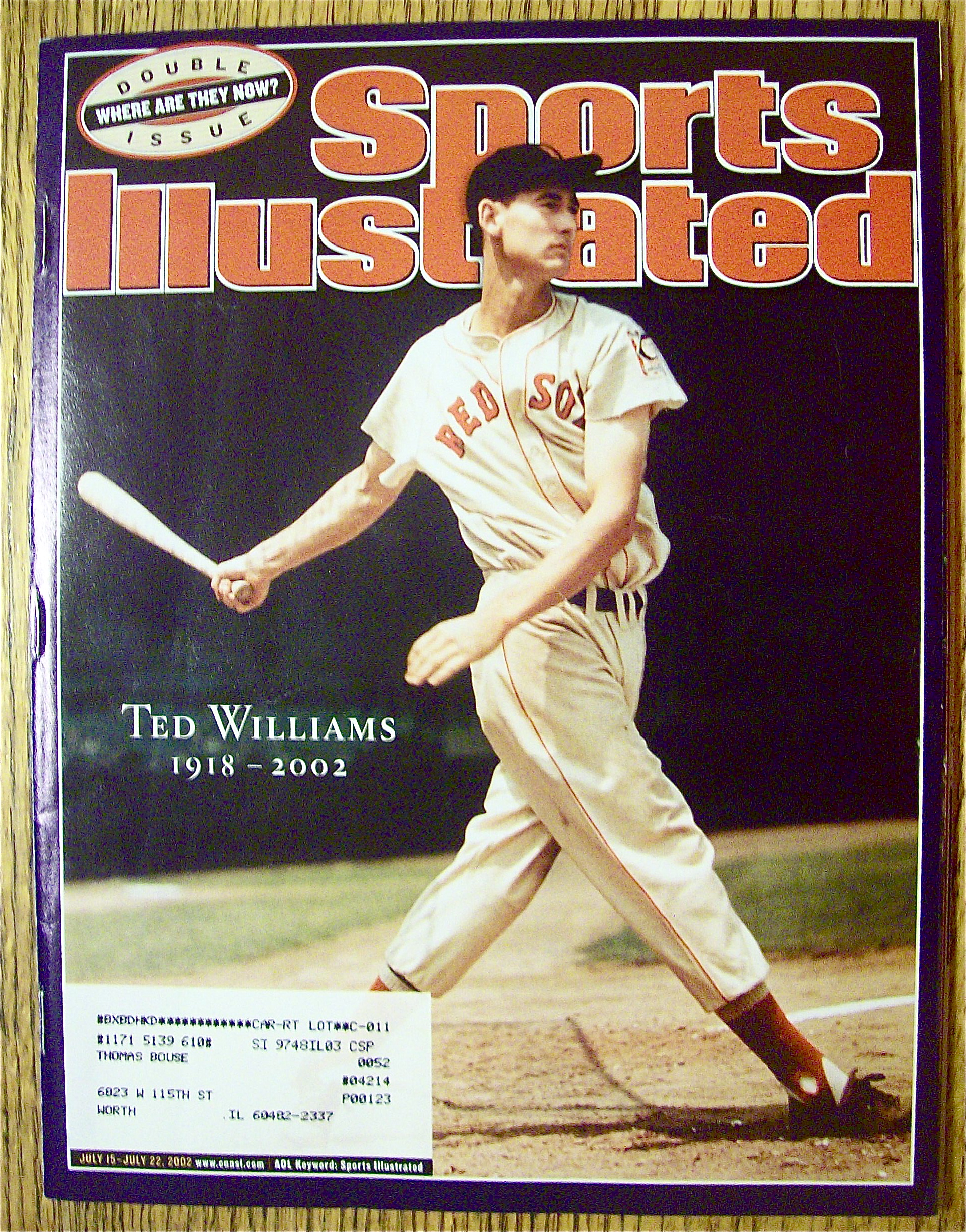 Sport Illustrated Magazine July 15-22, 2002 Ted William