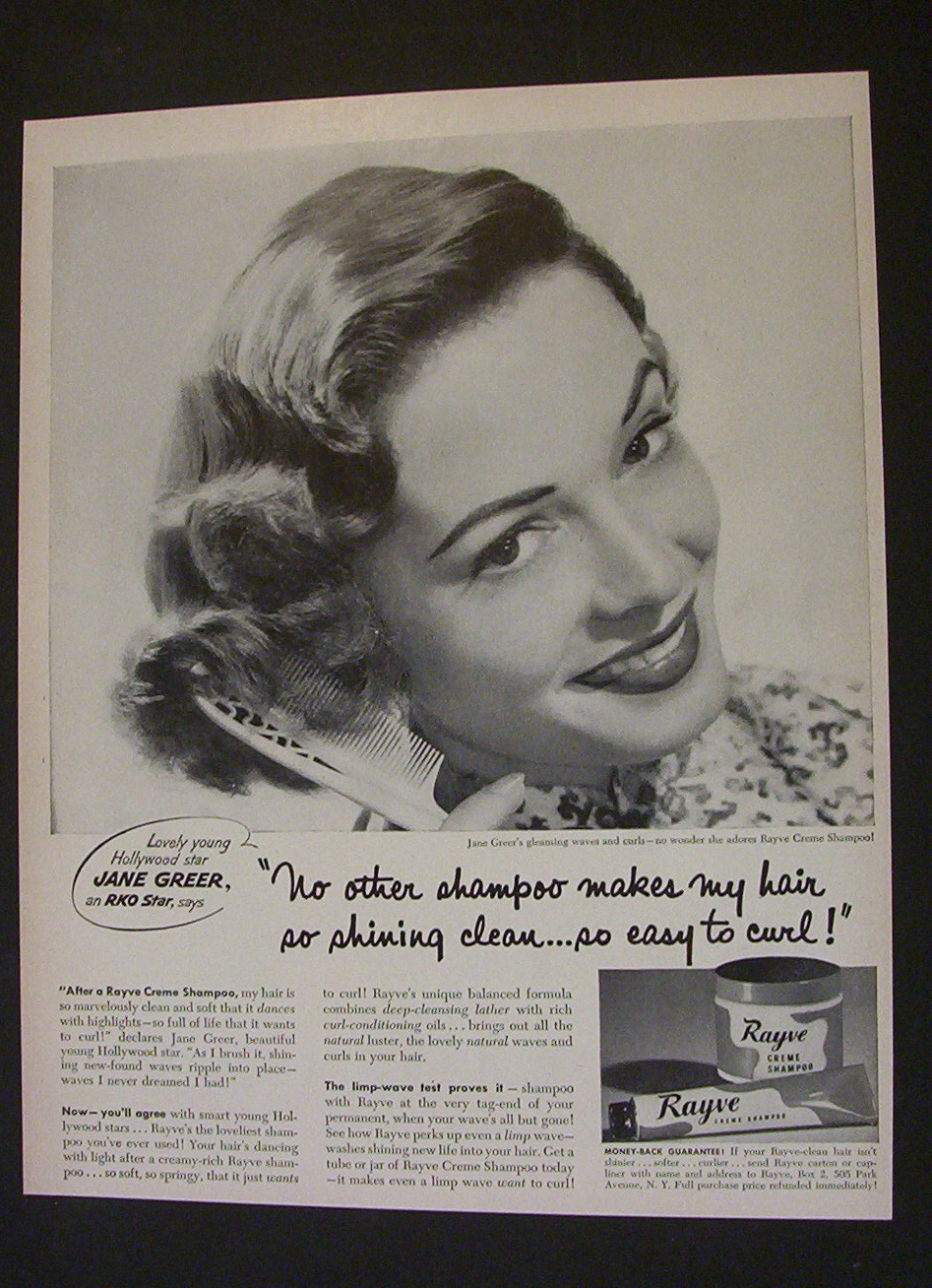 1951 Rayve Creme Shampoo with Jane Greer (Star of RKO)