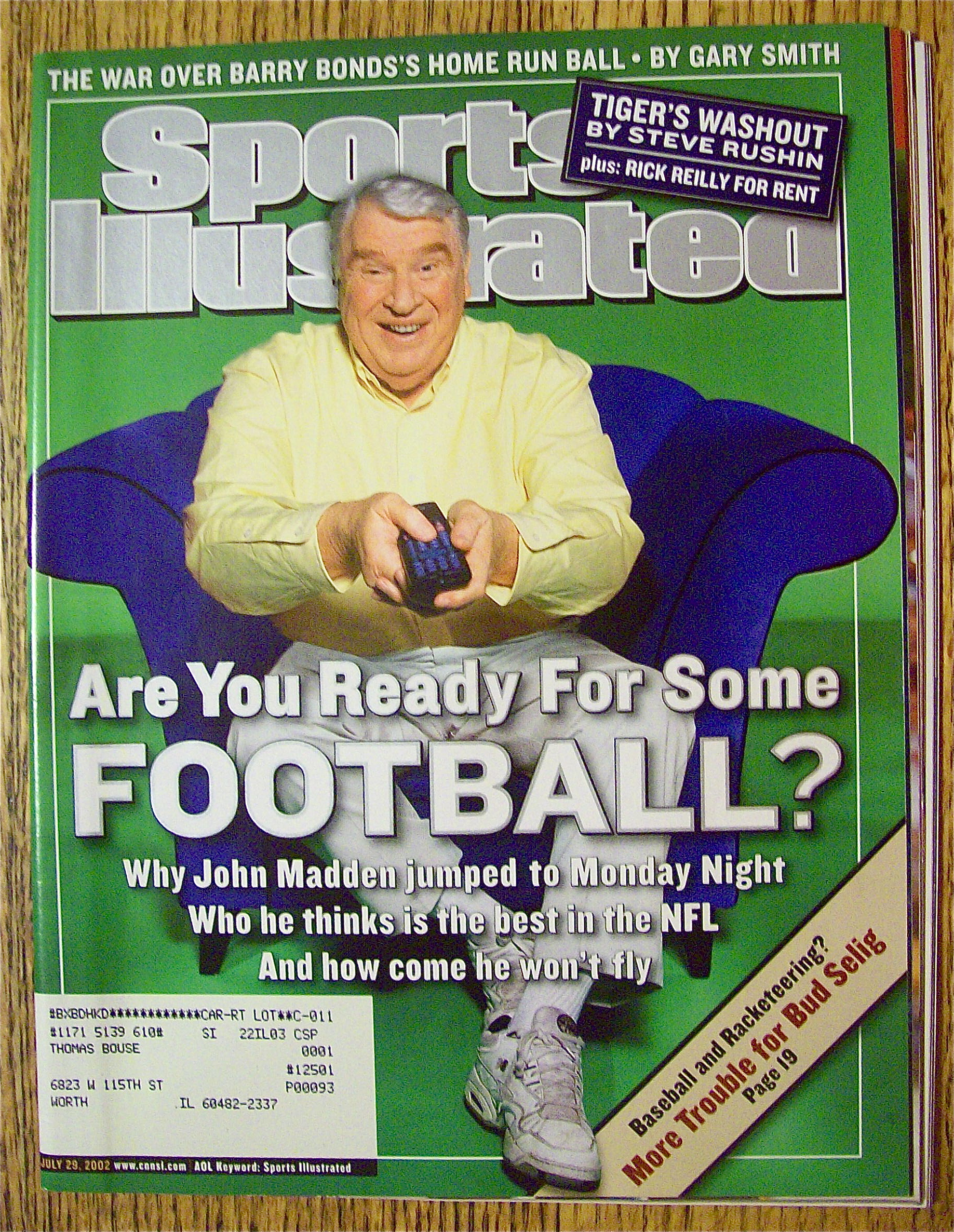 Sport Illustrated Magazine July 29, 2002 John Madden