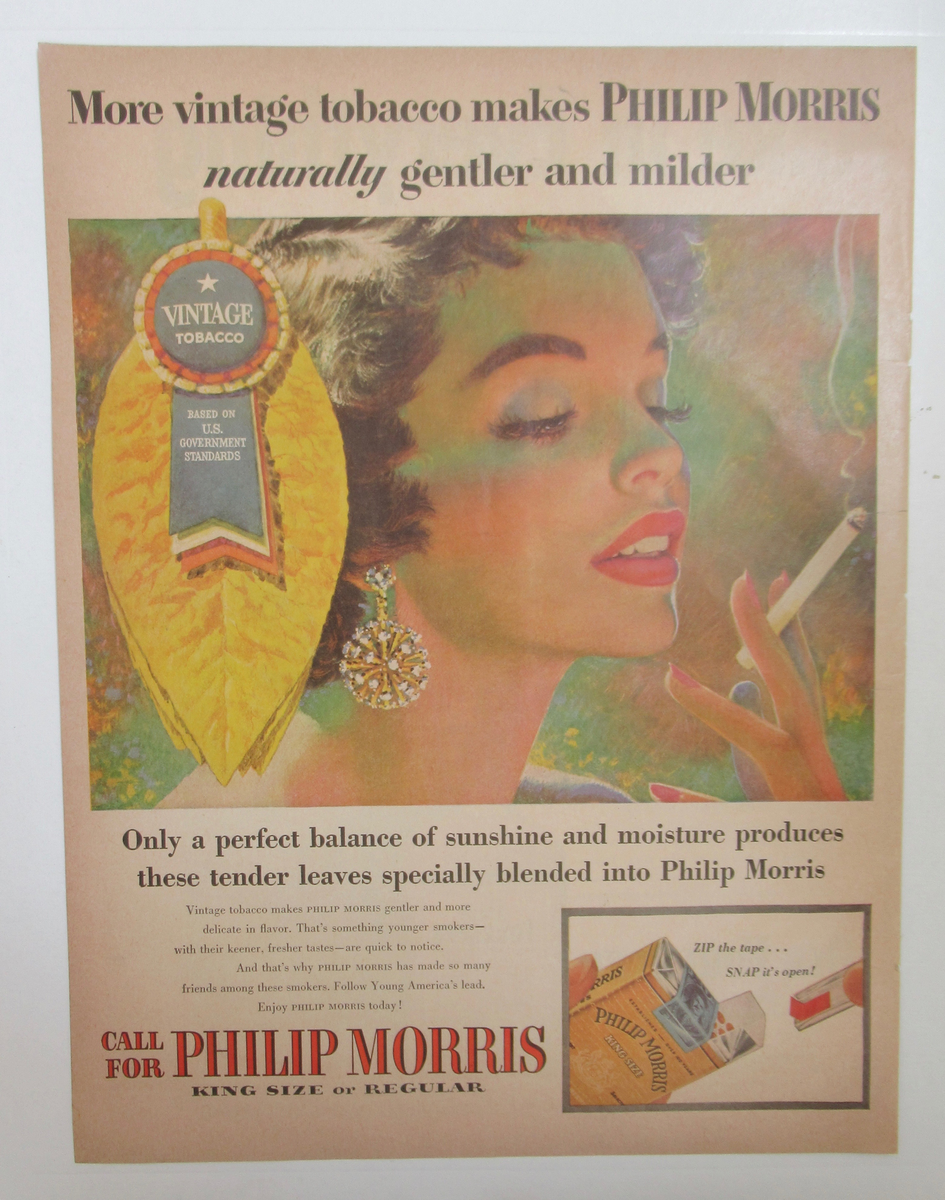 1955 Philip Morris Cigarettes with Woman Smoking