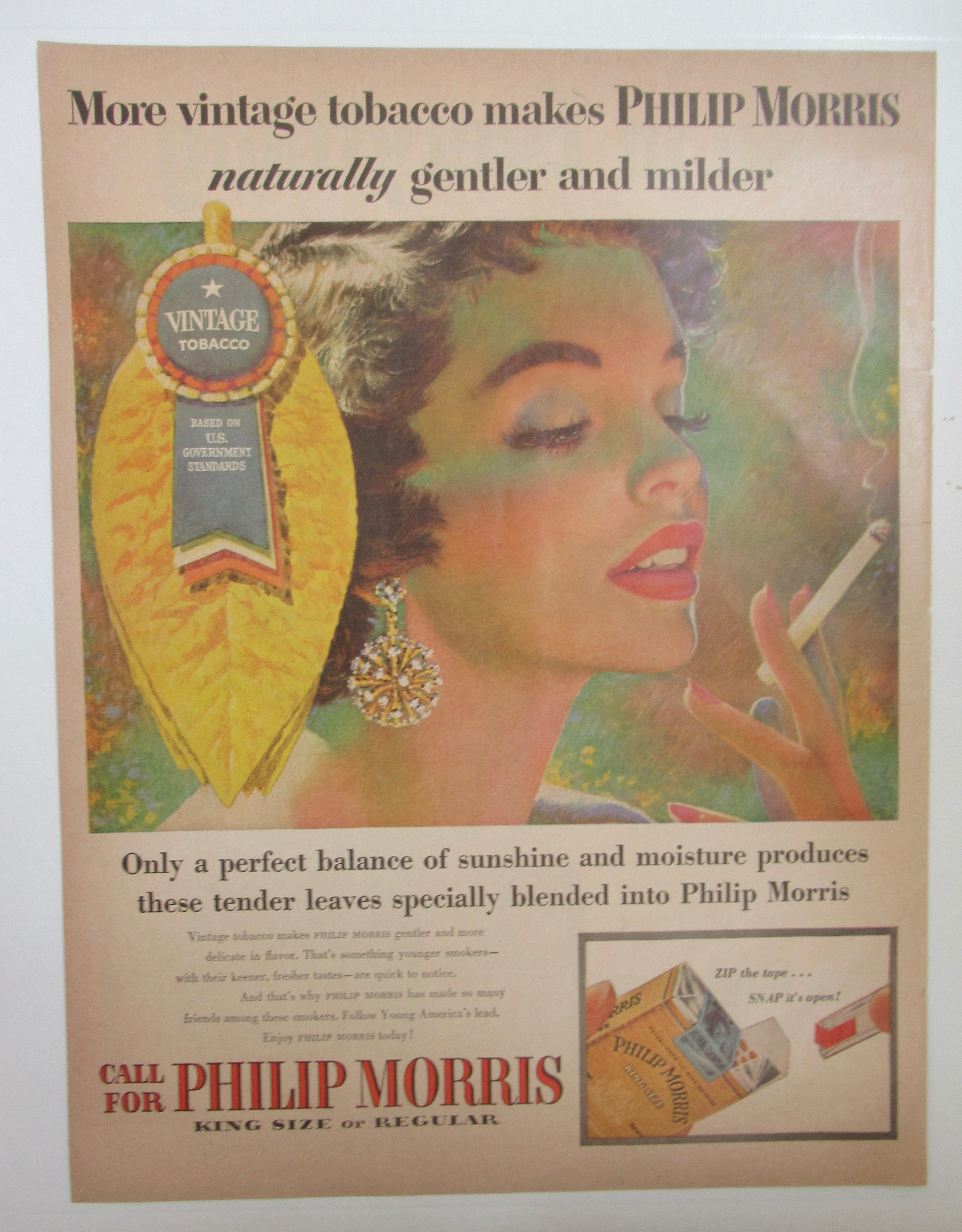1955 Philip Morris Cigarettes with Woman Smoking