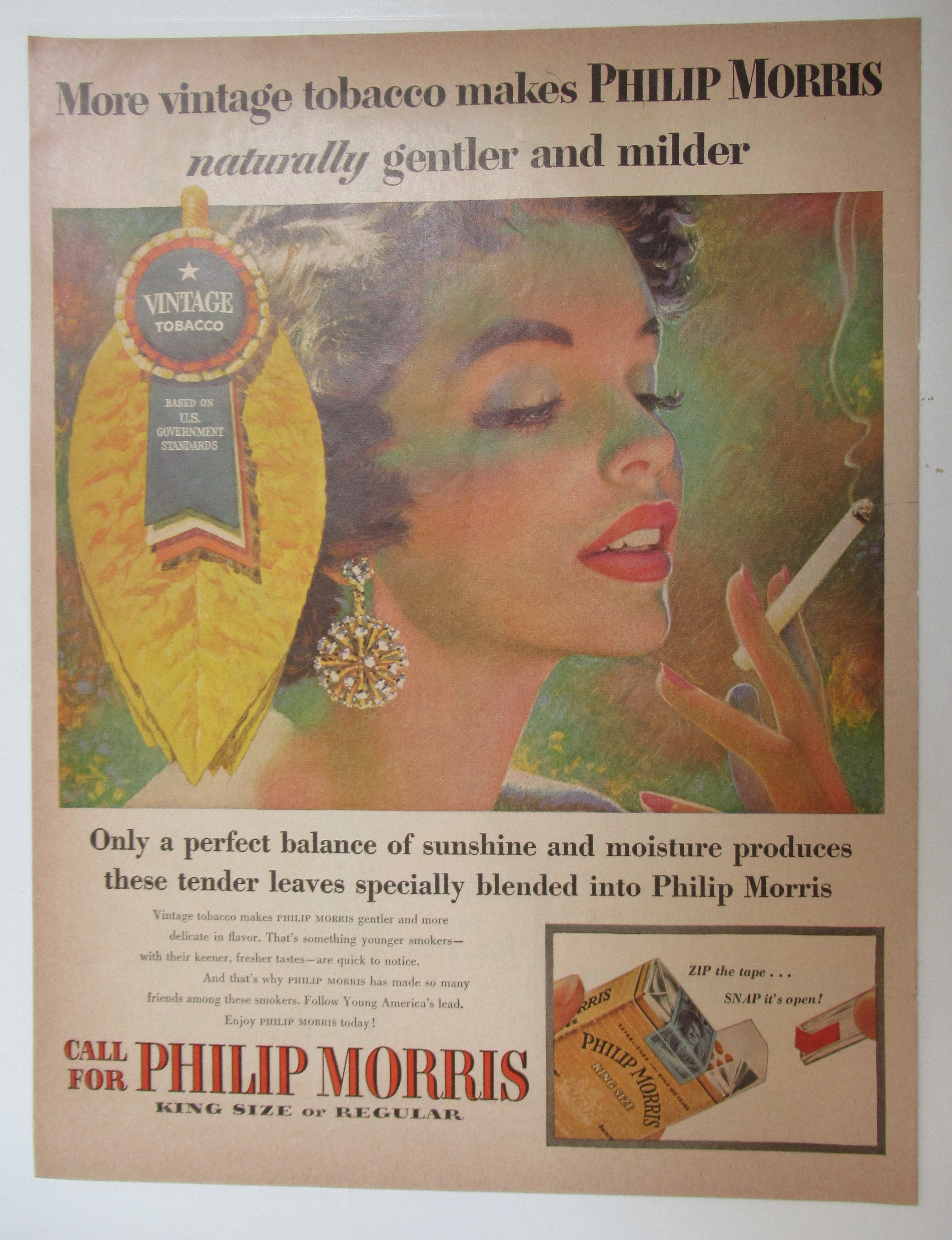 1955 Philip Morris Cigarettes with Woman Smoking