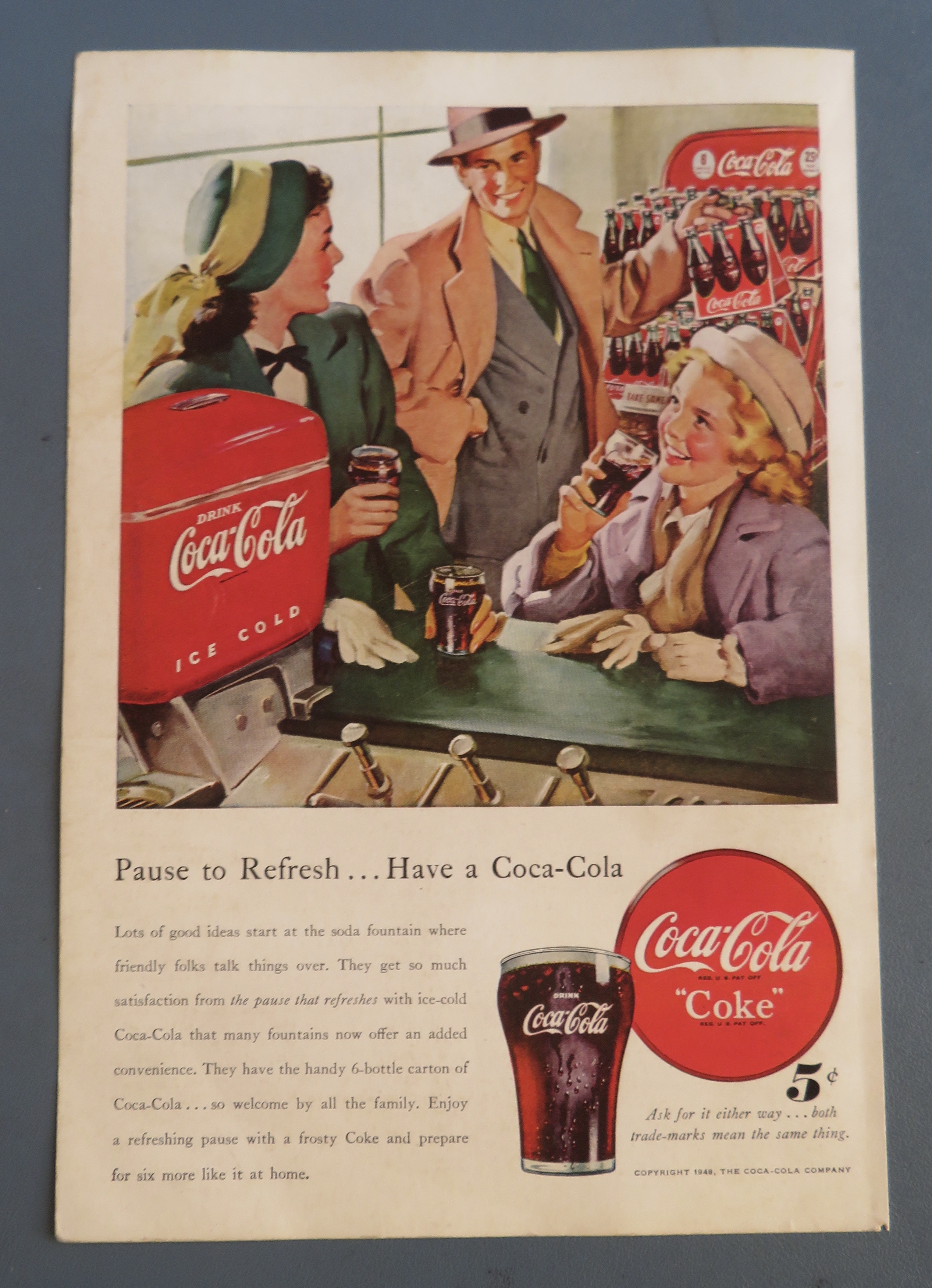 1948 Coca Cola (Coke) w/ Woman & Little Girl Drinking