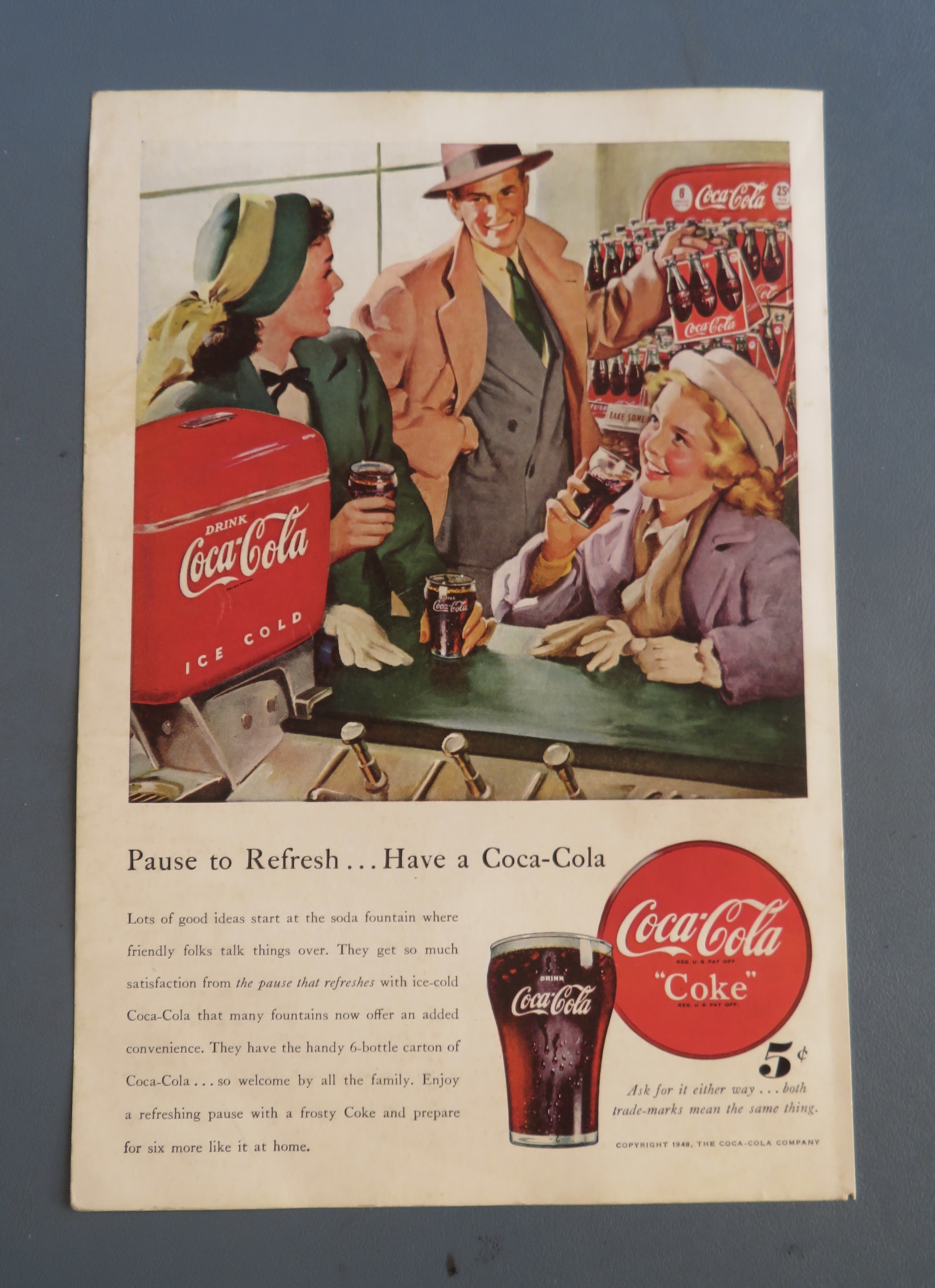 1948 Coca Cola (Coke) w/ Woman & Little Girl Drinking