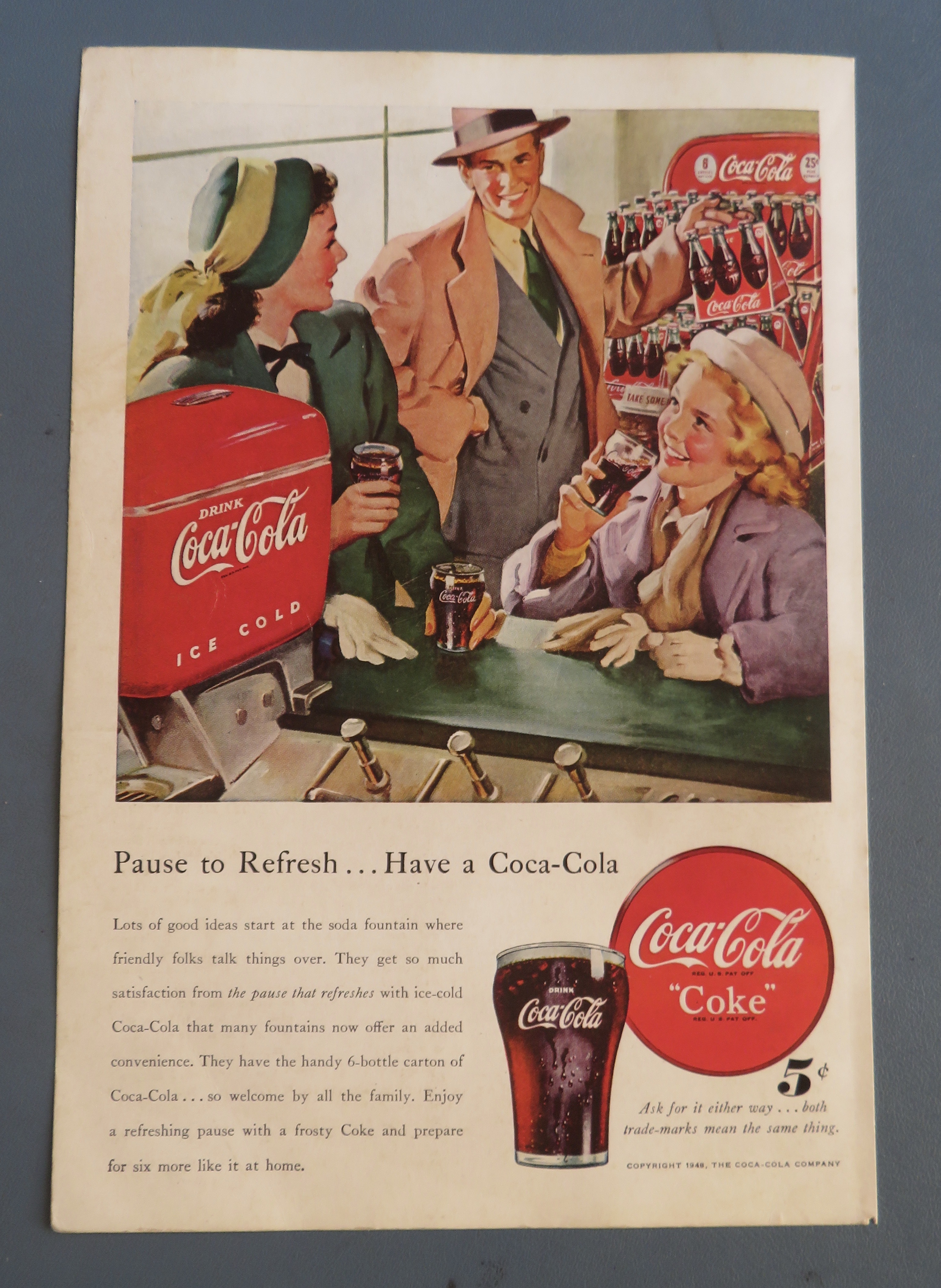 1948 Coca Cola (Coke) w/ Woman & Little Girl Drinking