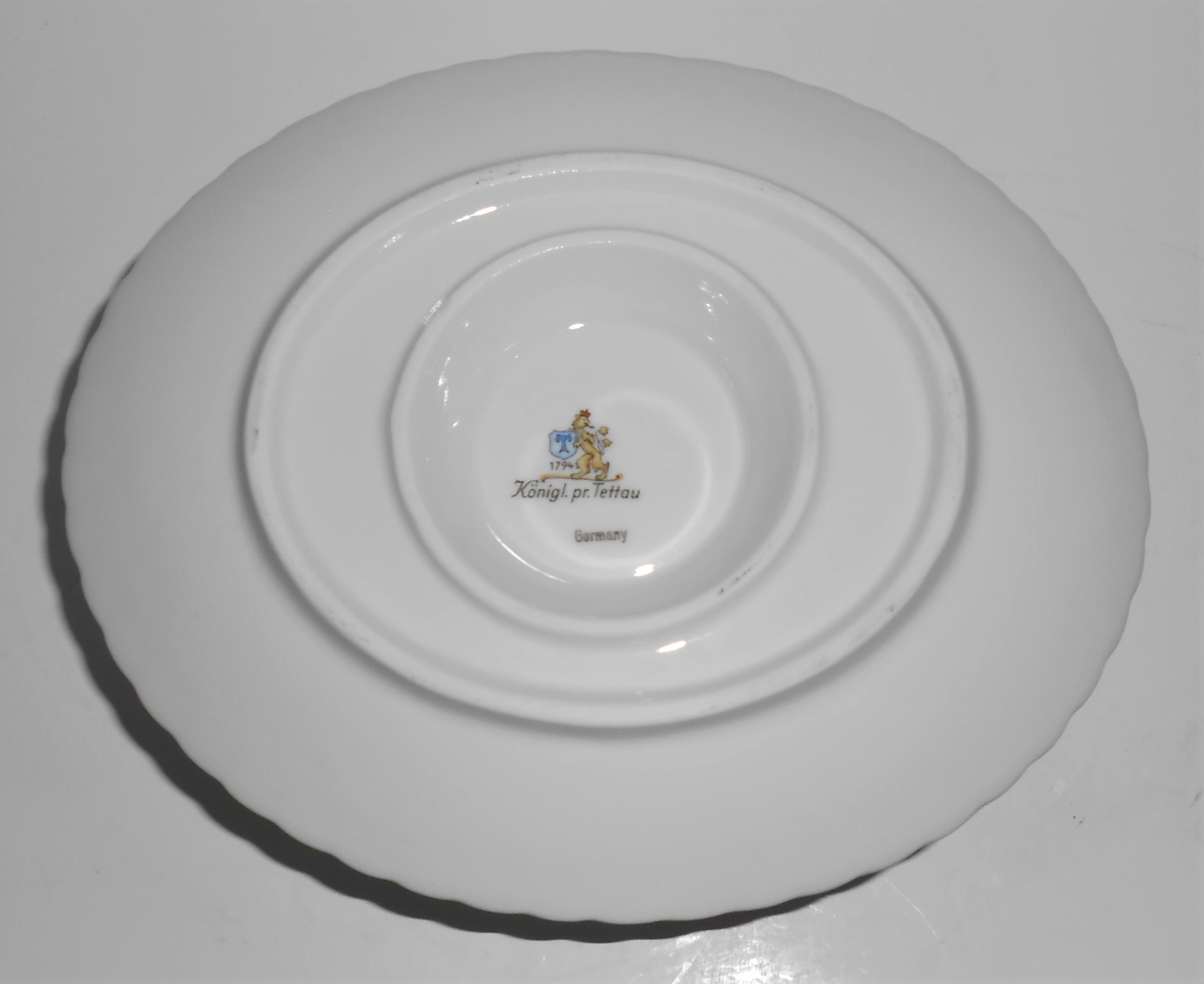 Royal Tettau China Dawn Rose Platinum Band Gravy Bowl