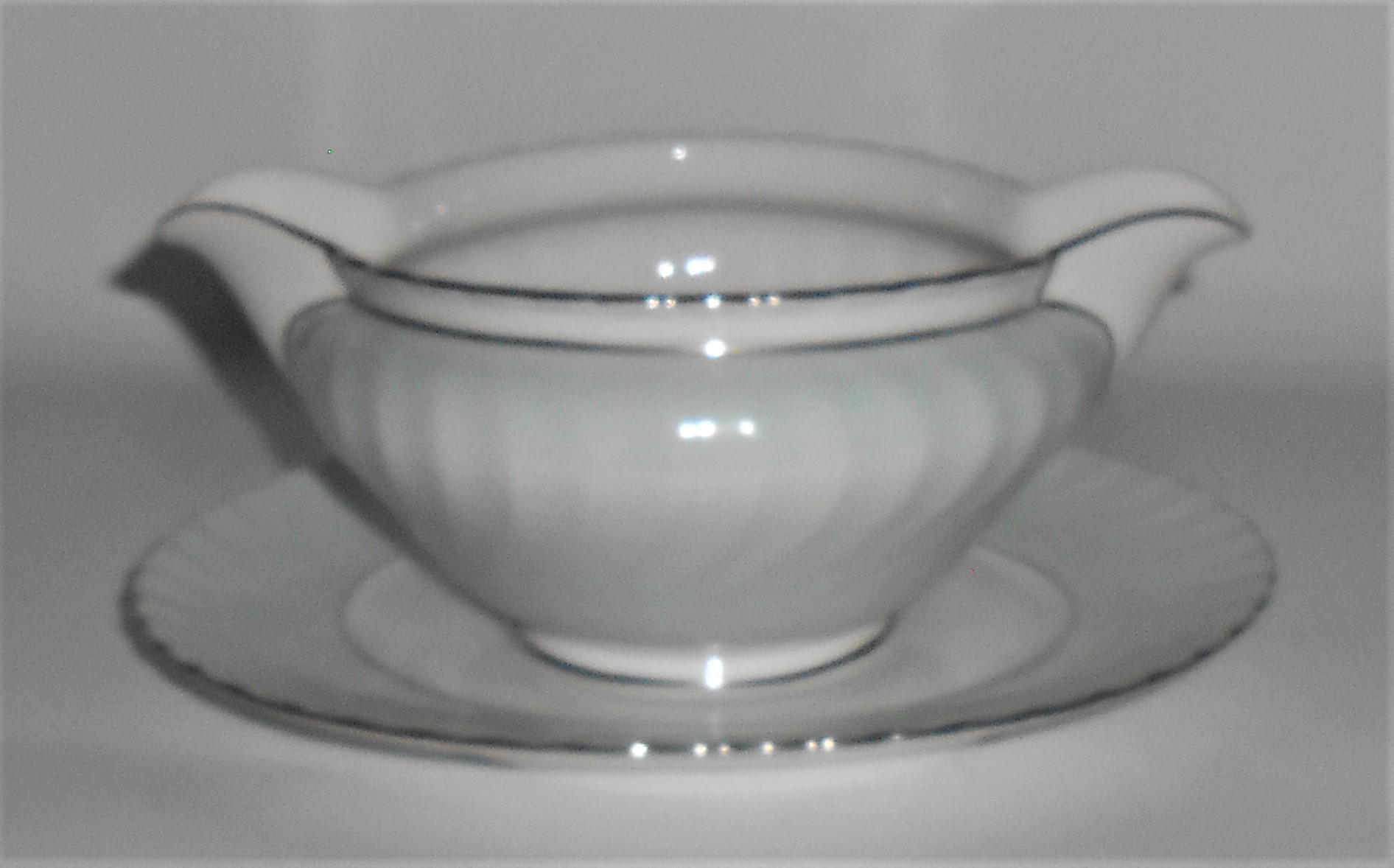Royal Tettau China Dawn Rose Platinum Band Gravy Bowl