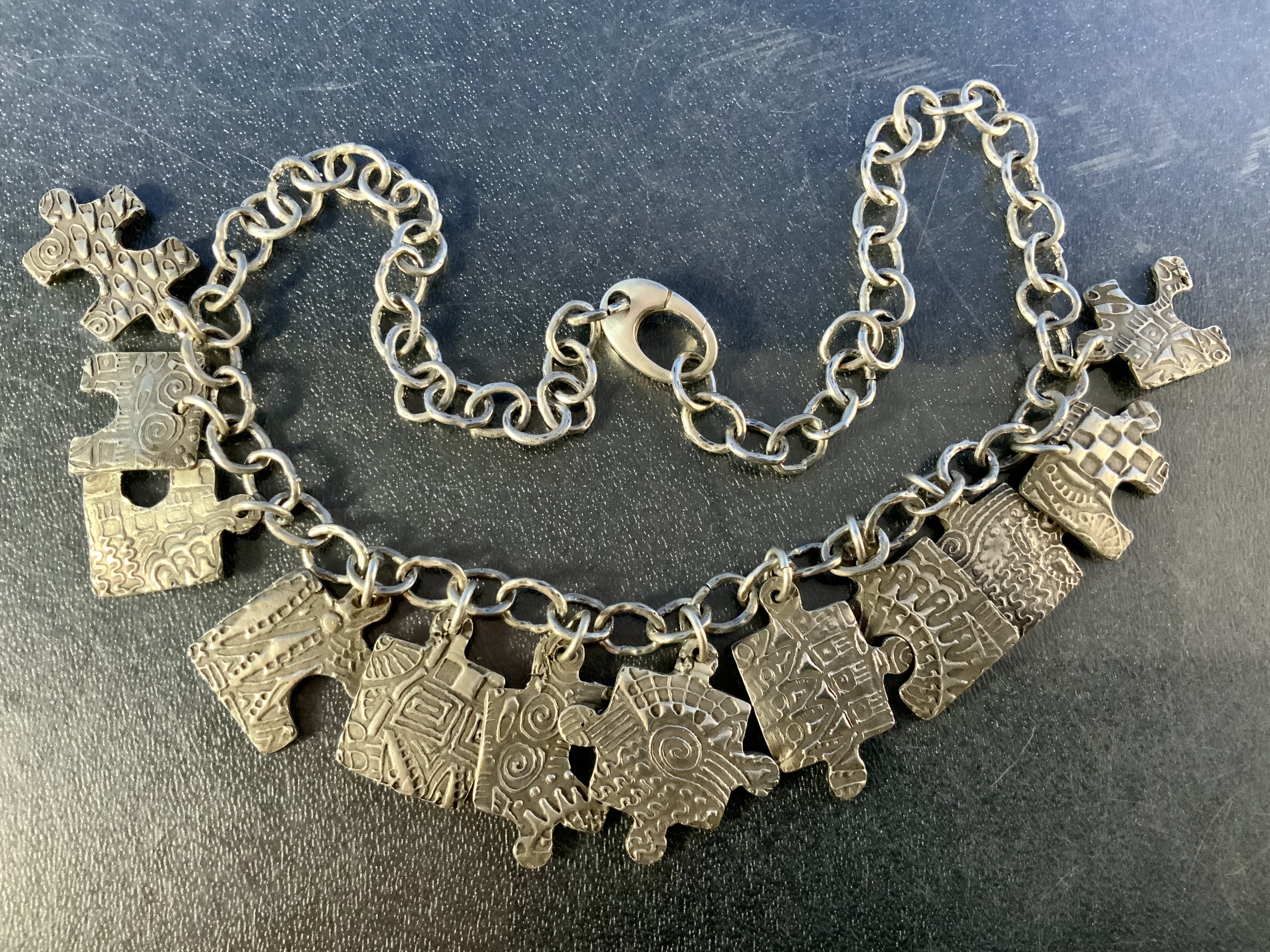 Sandcast Sterling Silver Puzzle Necklace Artist Made