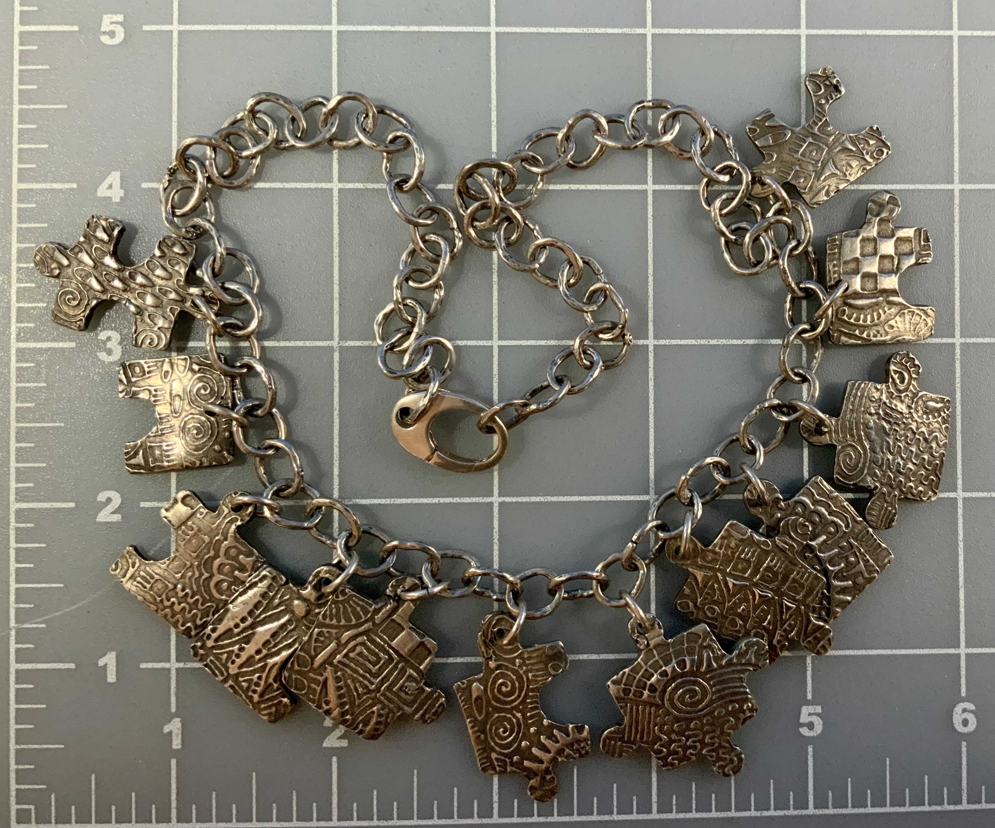 Sandcast Sterling Silver Puzzle Necklace Artist Made