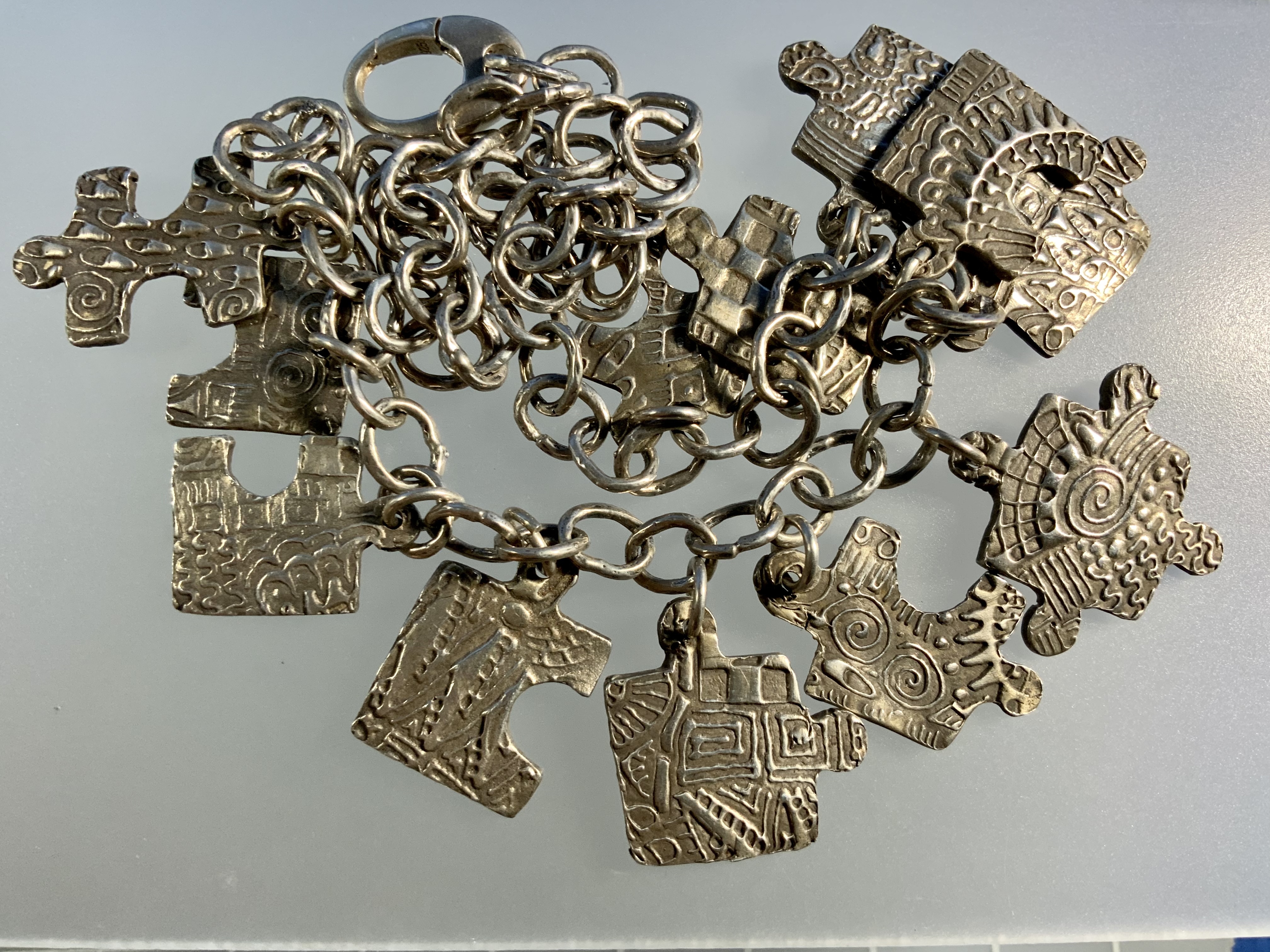 Sandcast Sterling Silver Puzzle Necklace Artist Made