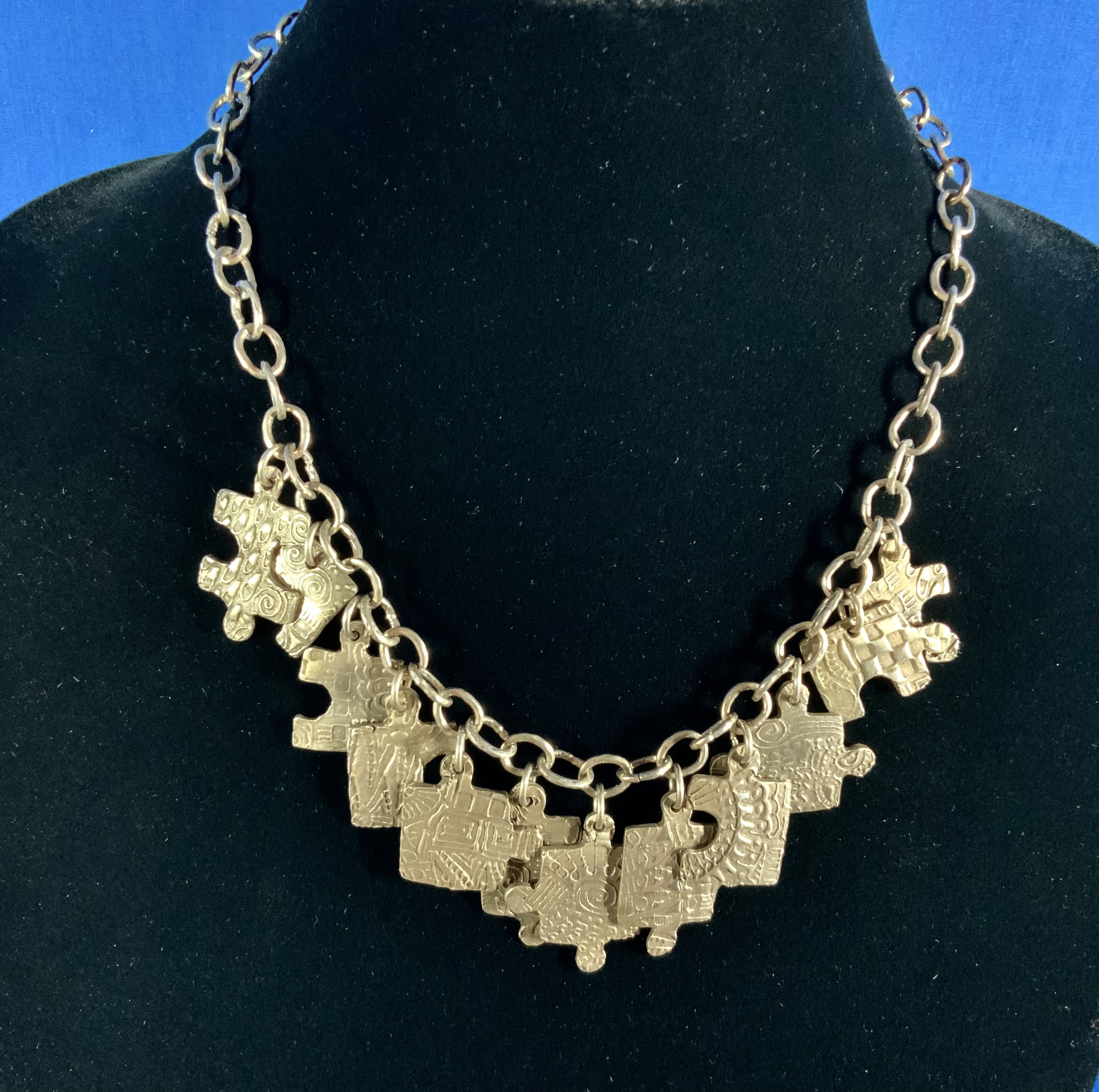 Sandcast Sterling Silver Puzzle Necklace Artist Made